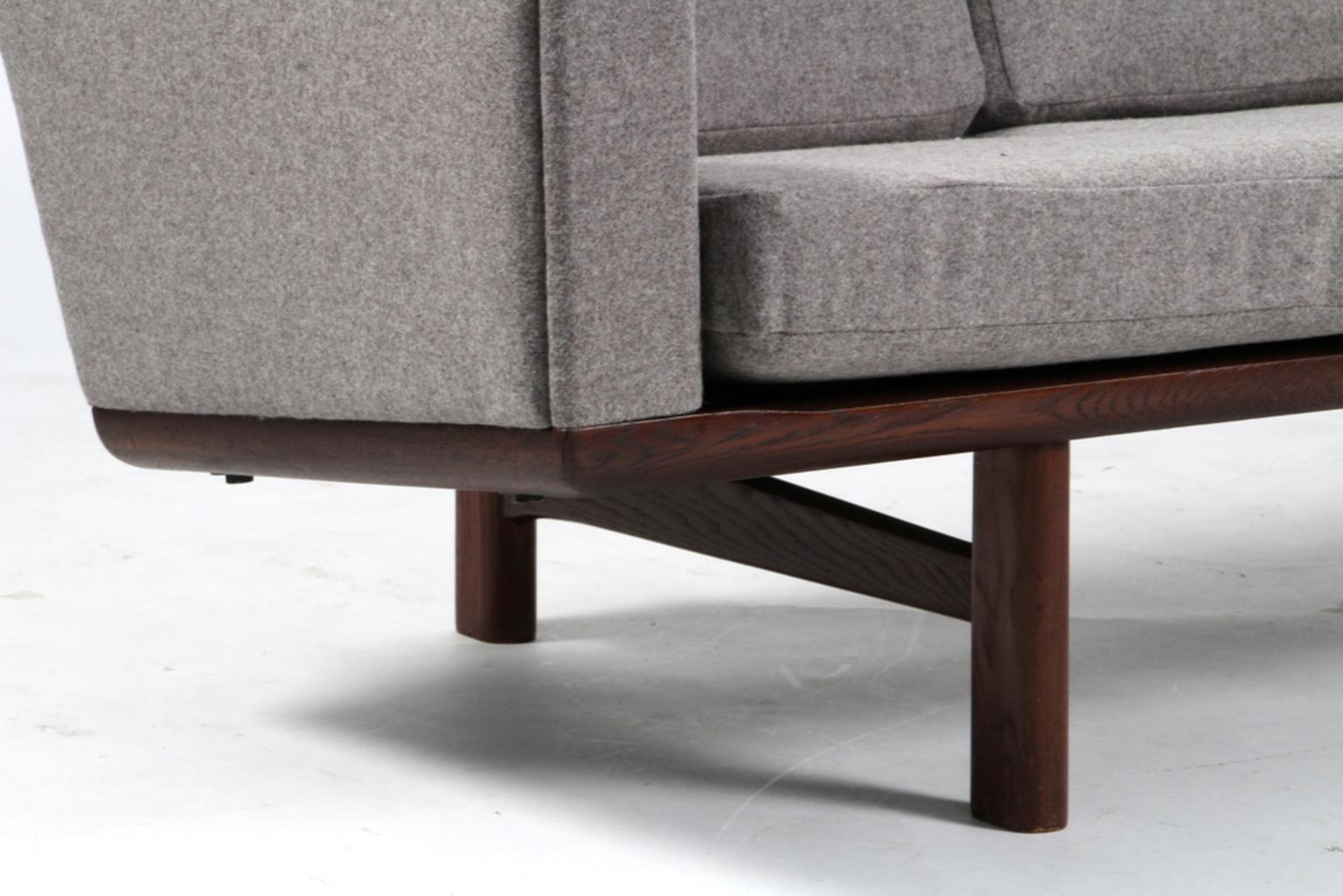 Danish Hans J. Wegner Four-Seat Sofa Model 236/4 Divina Wool and Smoked Oak