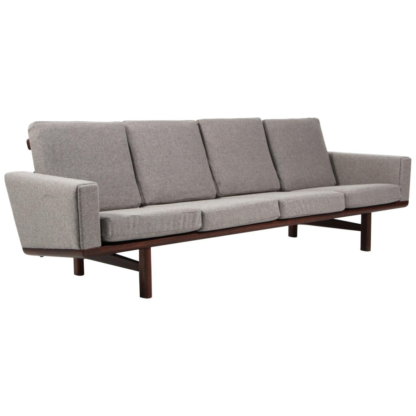 Hans J. Wegner Four-Seat Sofa Model 236/4 Divina Wool and Smoked Oak