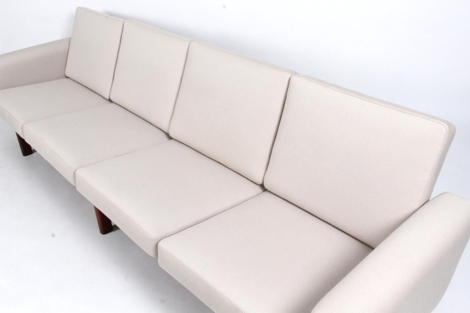 Mid-Century Modern Hans J. Wegner Four-Seat Sofa Model 236/4 Wool and Teak