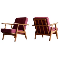 Hans J. Wegner GE 240 Oak Cigar Easy Chairs, 1950s