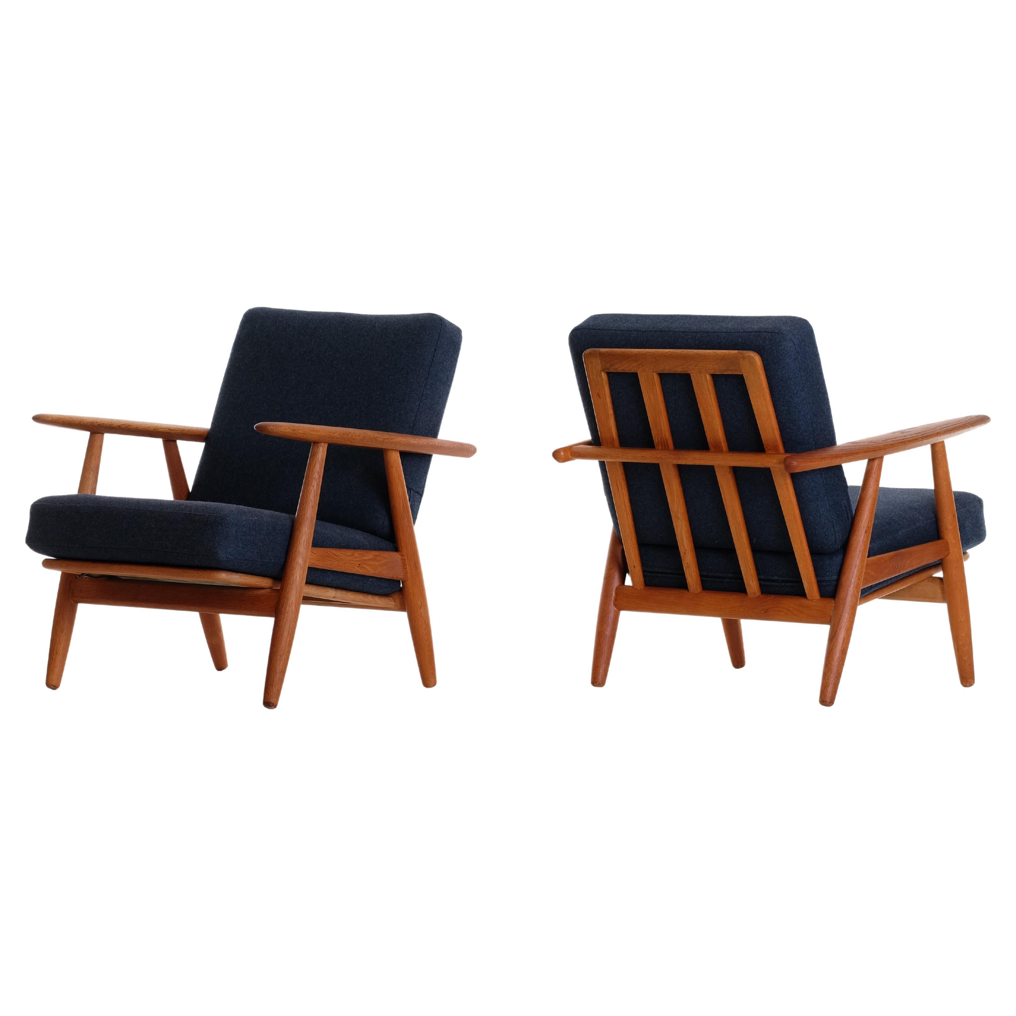 Hans J. Wegner GE 240 Oak Cigar Easy Chairs, 1950s For Sale