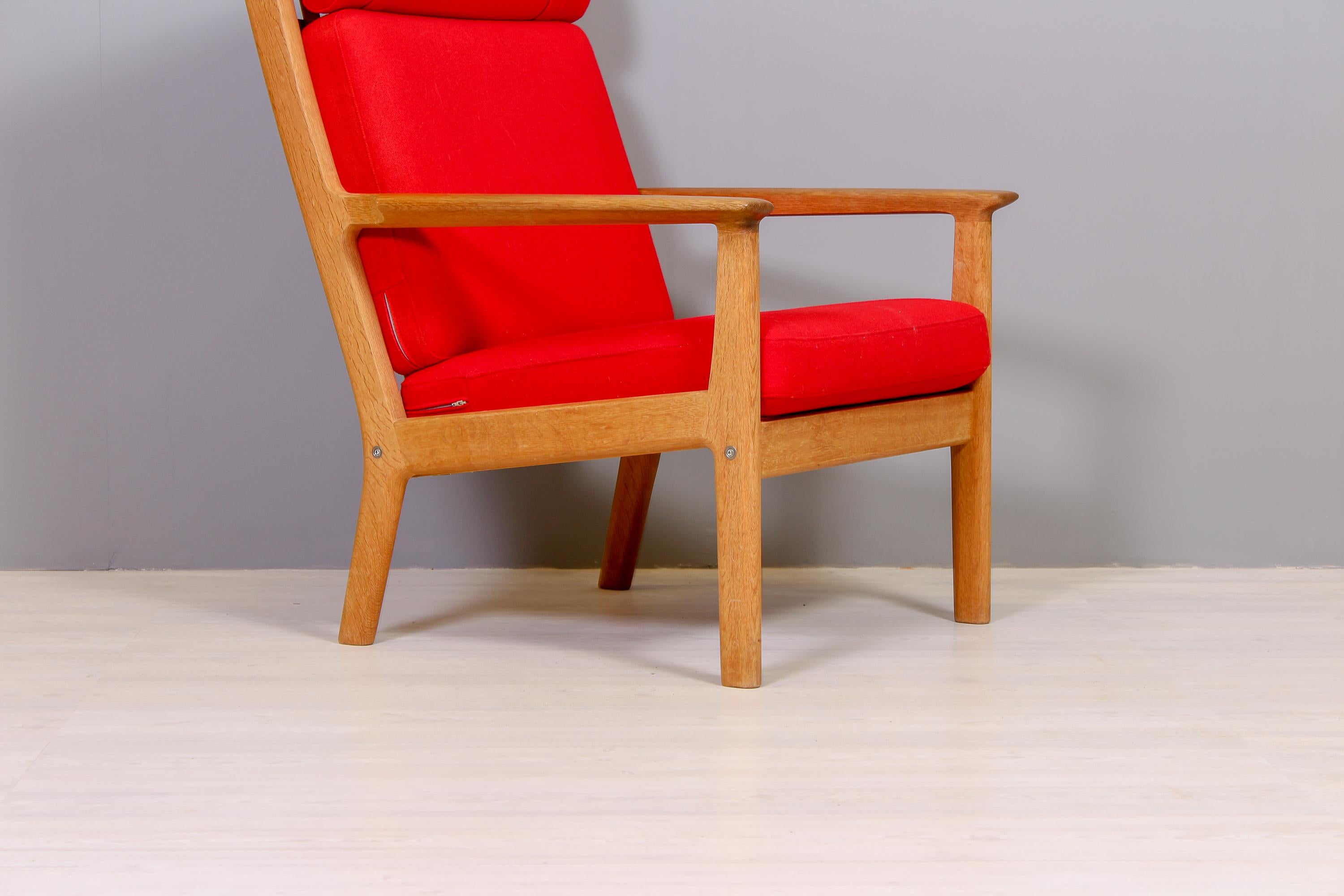 Wool Hans J Wegner GE-265A Oak Lounge Chair by GETAMA, 1960s 