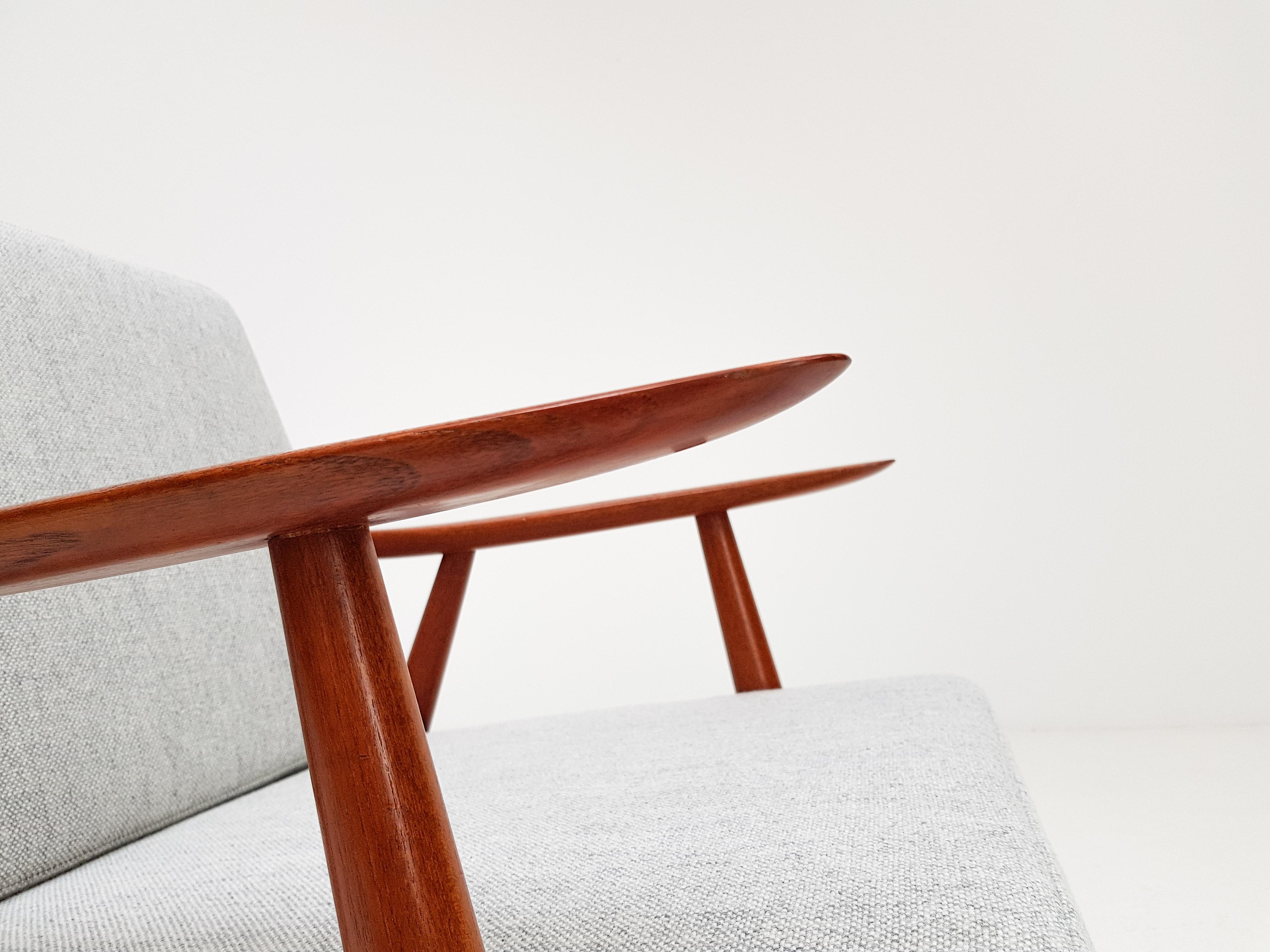 Hans J. Wegner GE-270 Teak Armchair in Kvadrat Fabric for GETAMA, Denmark, 1956 10