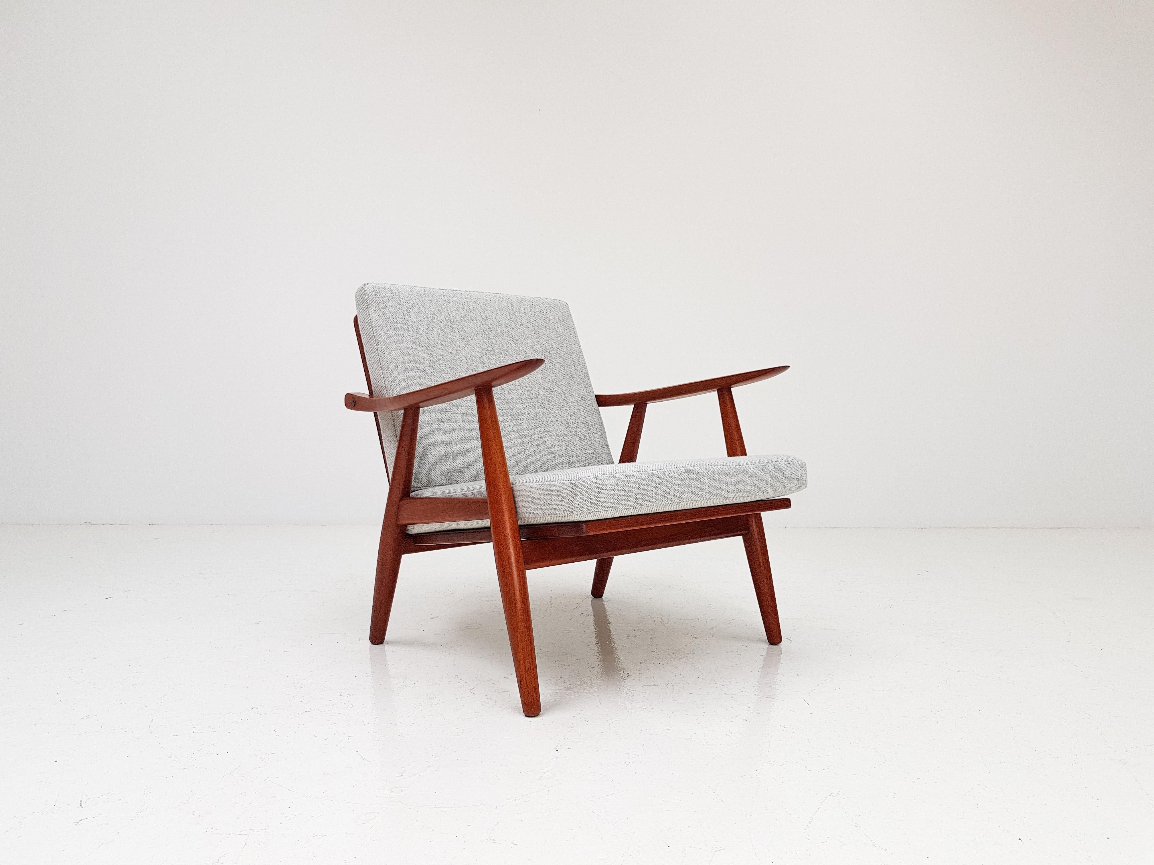 Danish Hans J. Wegner GE-270 Teak Armchair in Kvadrat Fabric for GETAMA, Denmark, 1956