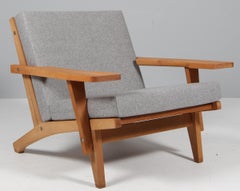 Fauteuil Hans J. Wegner GE-370, structure en chêne, laine Hallingdal
