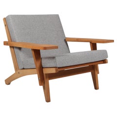 Fauteuil Hans J. Wegner GE-370, structure en chêne, laine Hallingdal