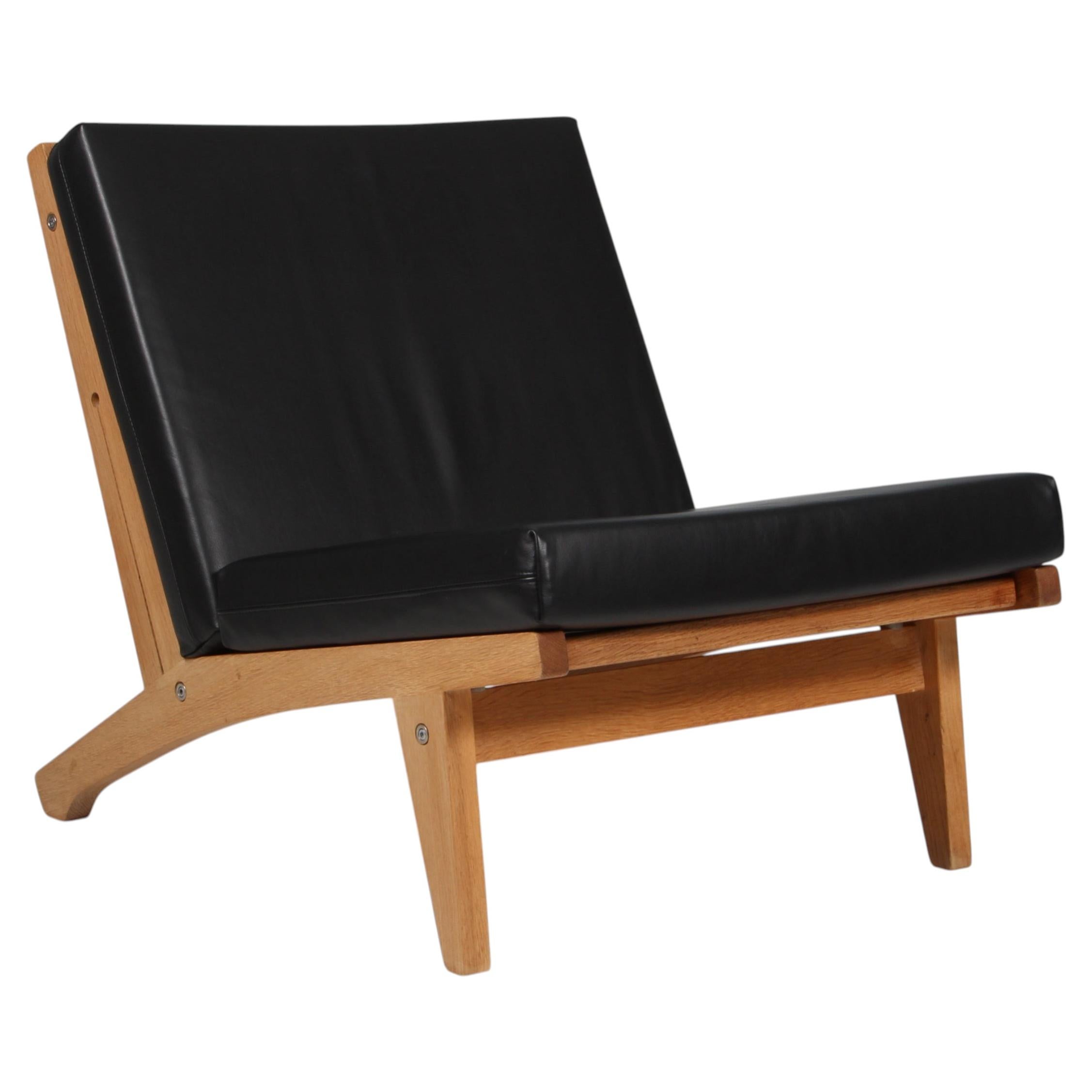 Hans J. Wegner GE-370 Lounge-Sessel, Eichenholzgestell, Leder, Dänemark, 1960er Jahre im Angebot