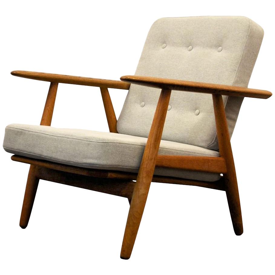 Hans J, Wegner GE0240 "Cigar" Oak Lounge Chair For Sale
