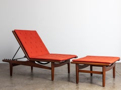Hans J. Wegner GE1 Chaise longue réglable et ottoman ou lit de jour - Ensemble de deux