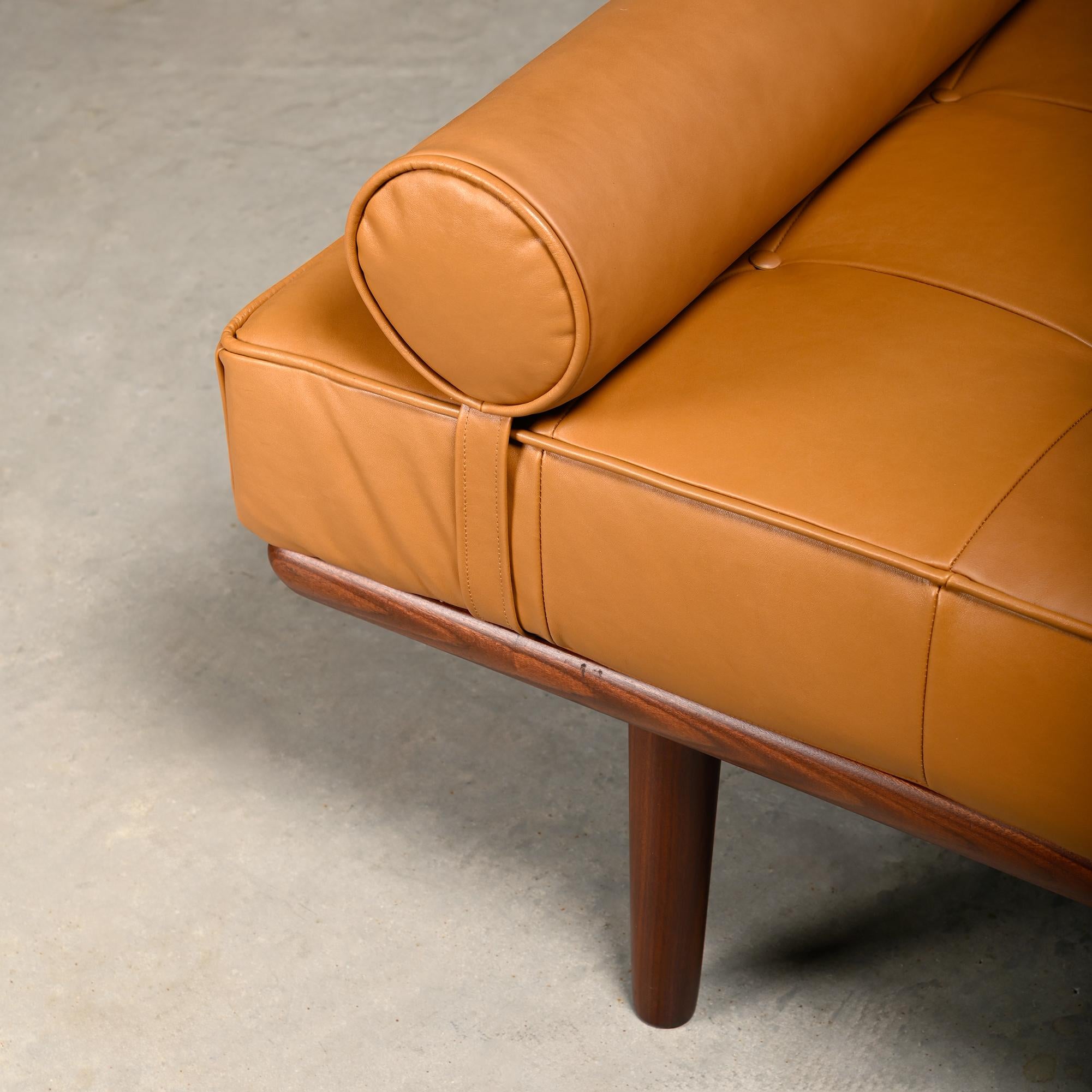 Hans J. Wegner GE19 Daybed in Teak und Kamelleder für Getama Dänemark 1960s im Angebot 2