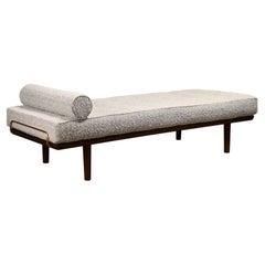 Hans J. Wegner Ge19 Teak Daybed in Pierre Frey Bouclé Fabric for GETAMA Denmark