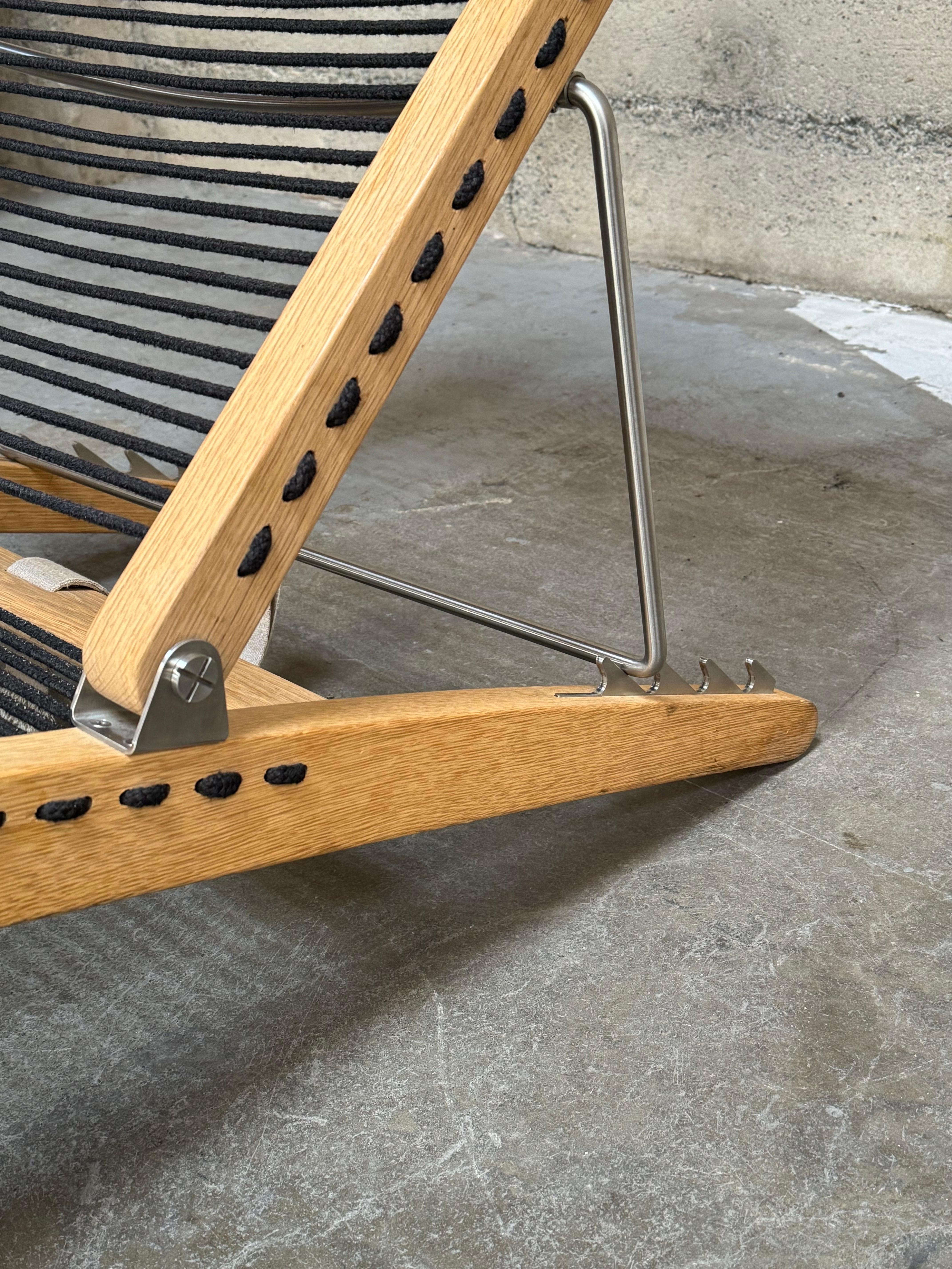 Stainless Steel Hans J. Wegner Halyard Deckchair in Oak For Sale