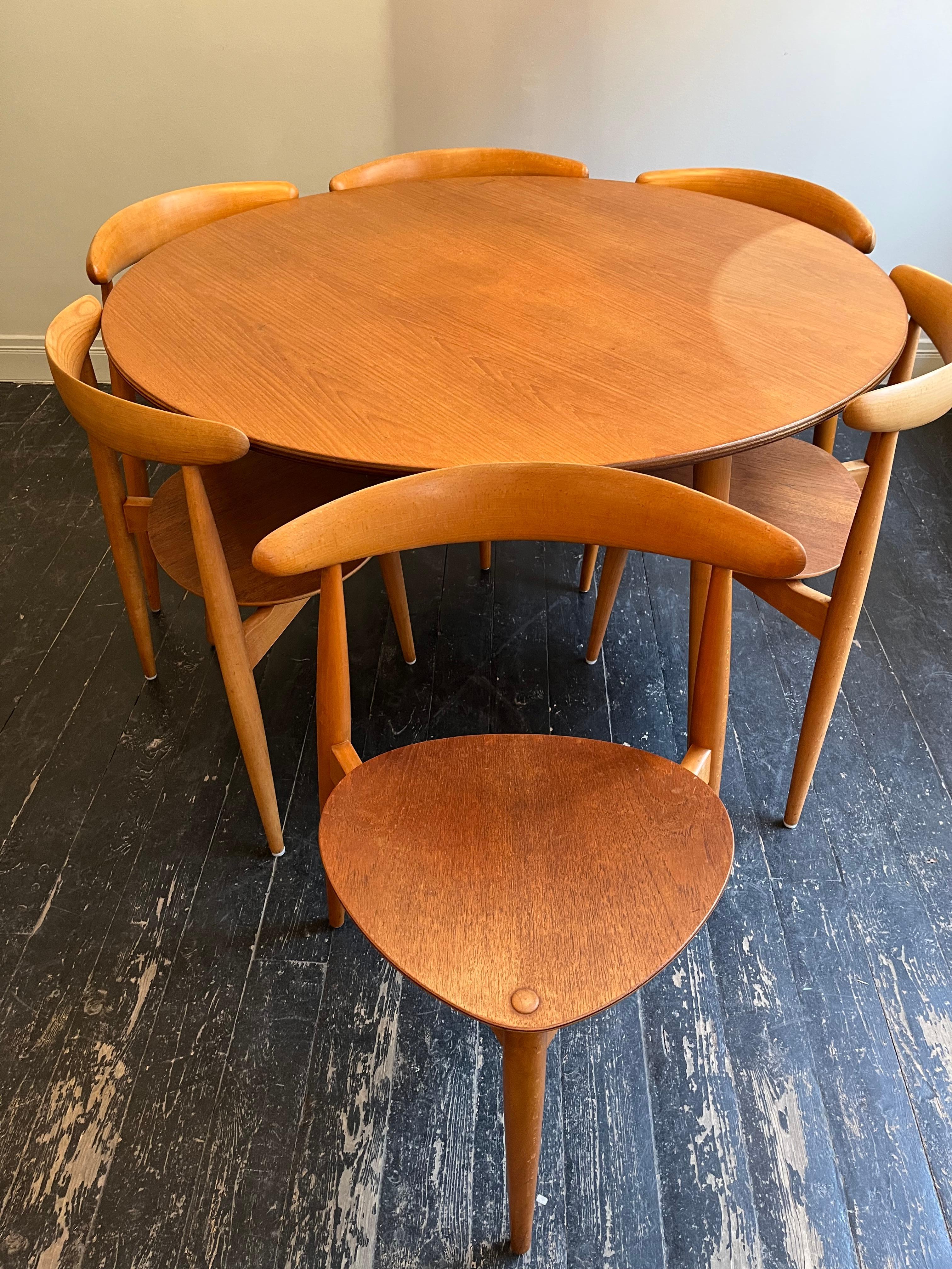 Danish Hans J. Wegner Heart Dining Set by Fritz Hansen