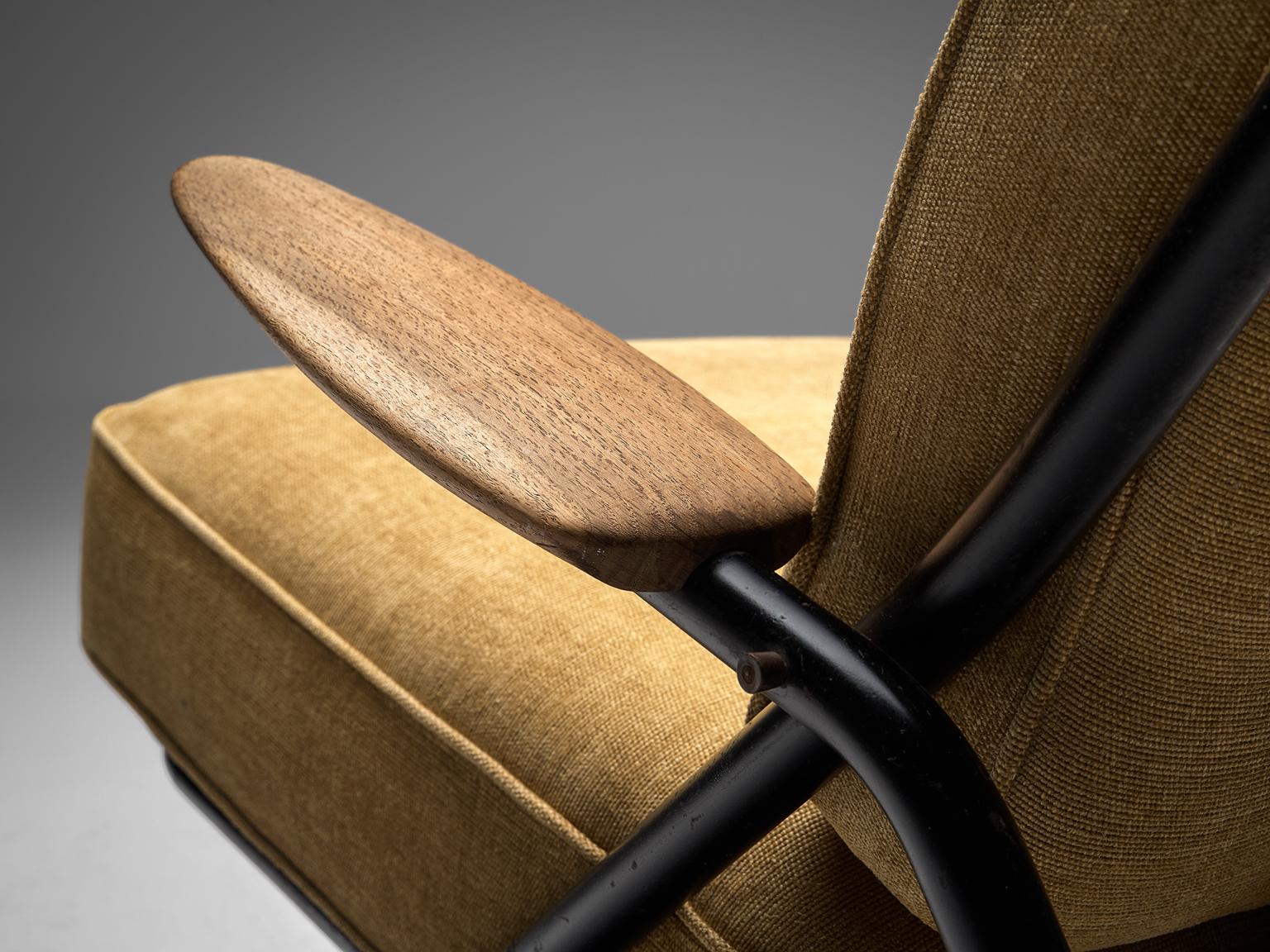 Hans J. Wegner Iconic Sawbuck Lounge Chair in Yellow Upholstery 1