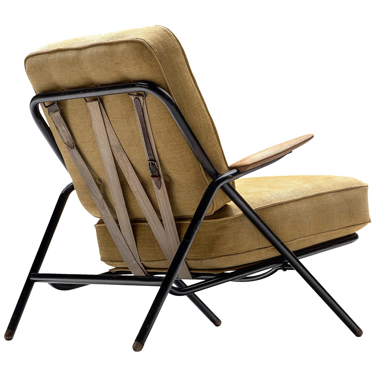 Hans J. Wegner Iconic Sawbuck Lounge Chair in Yellow Upholstery