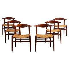 Hans J. Wegner JH-505 Sedie in teak e canna - Set di sei sedie