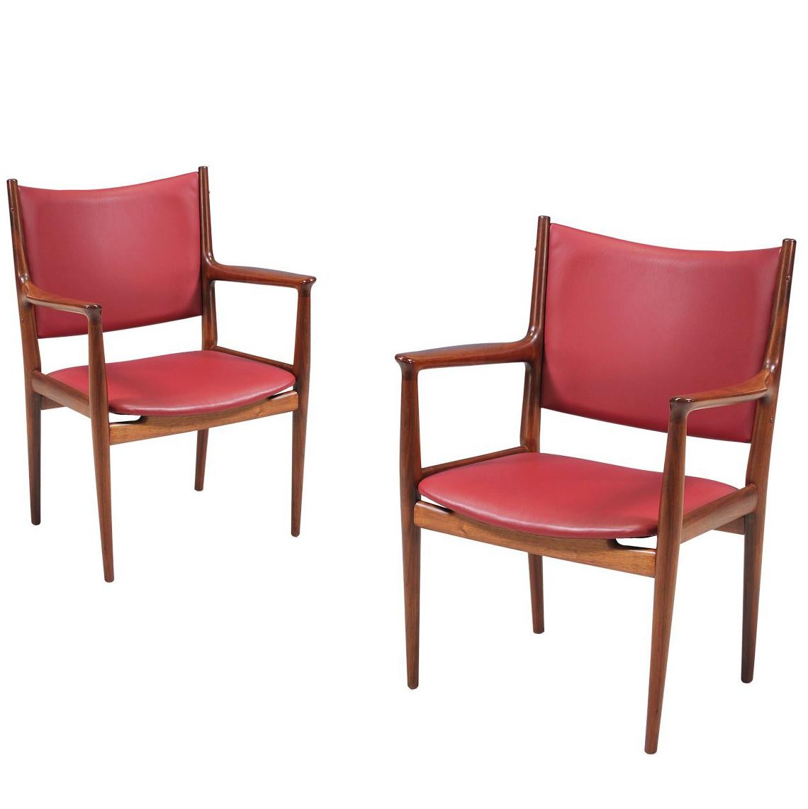 Hans J. Wegner JH-509 Walnut Arm Chairs for Johannes Hansen