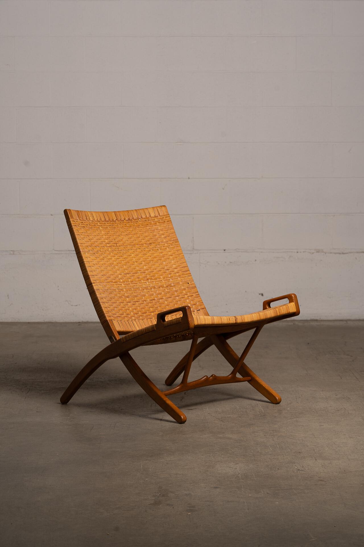 Hans J. Wegner JH512 Klappbarer Loungesessel für Johannes Hansen, Dänemark, 1950er Jahre (Mitte des 20. Jahrhunderts) im Angebot