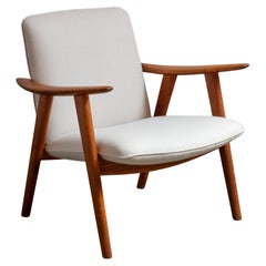 Hans J. Wegner JH517 "Buck" Golden Oak Frame Lounge Chair - Holland and Sherry