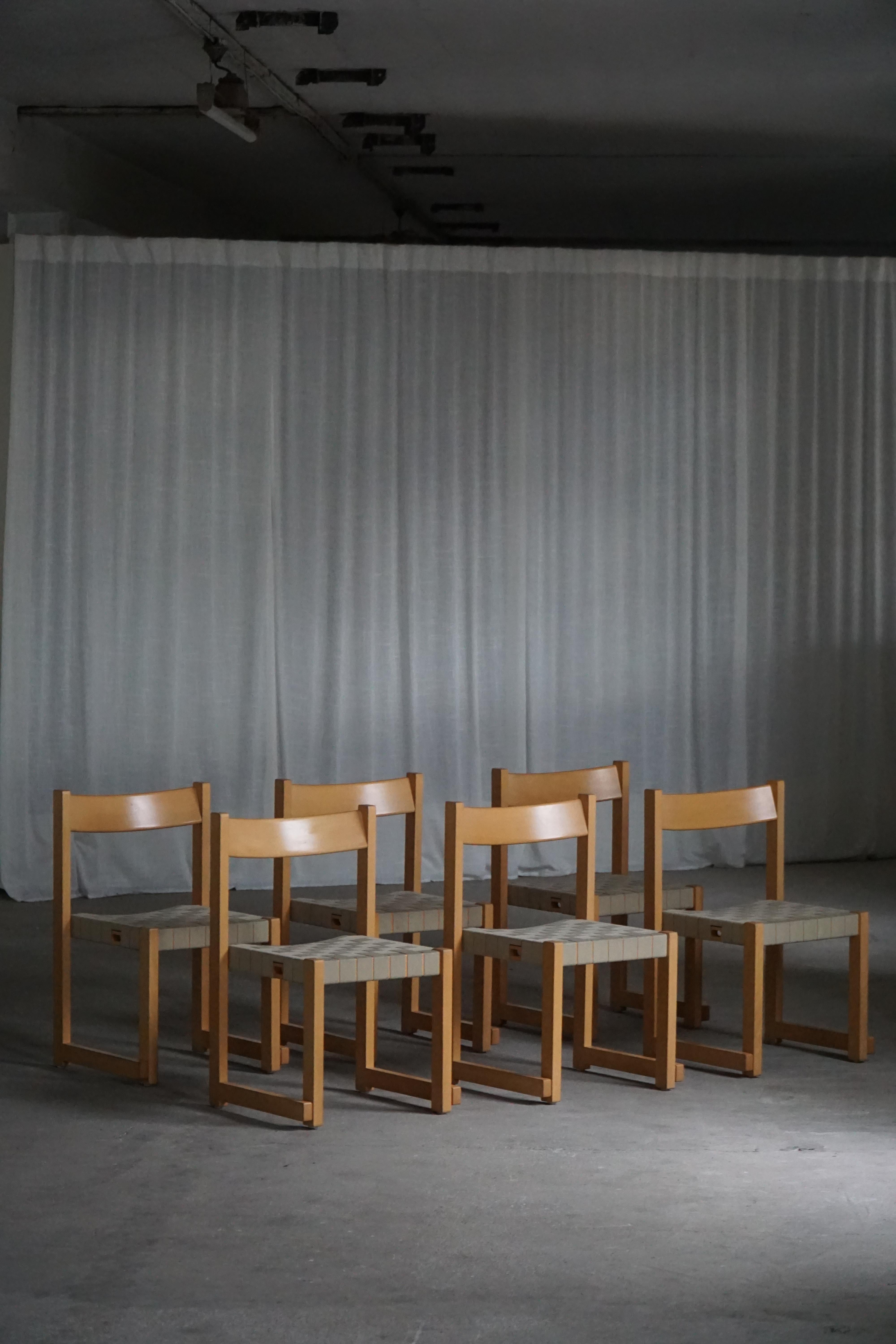 XX secolo Hans J. Wegner, Sedie 'Koldinghus' in Beeche con seduta intrecciata, set di 6, 1988 in vendita