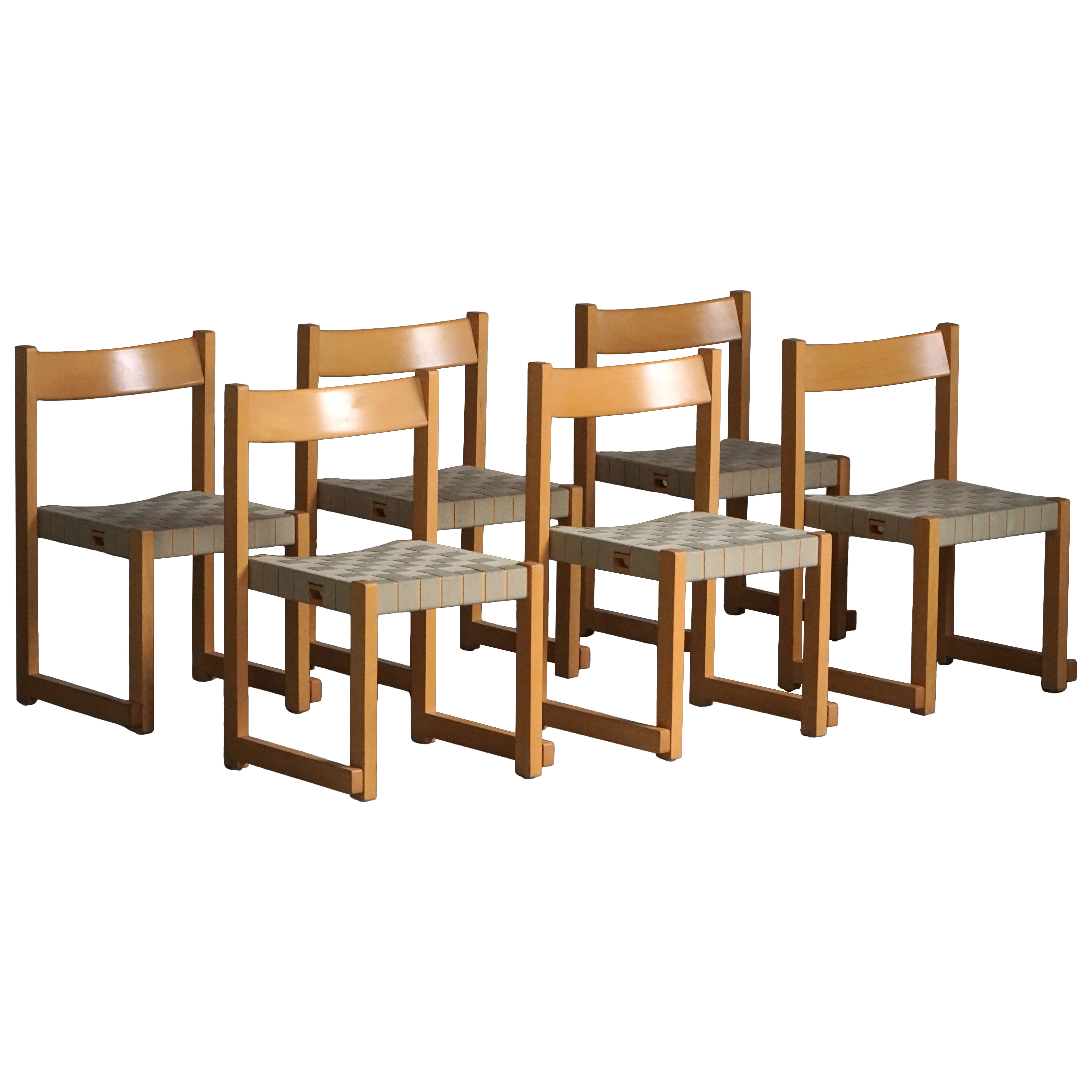 Hans J. Wegner, Sedie 
Koldinghus
 in Beeche con seduta intrecciata, set di 6, 1988 in vendita