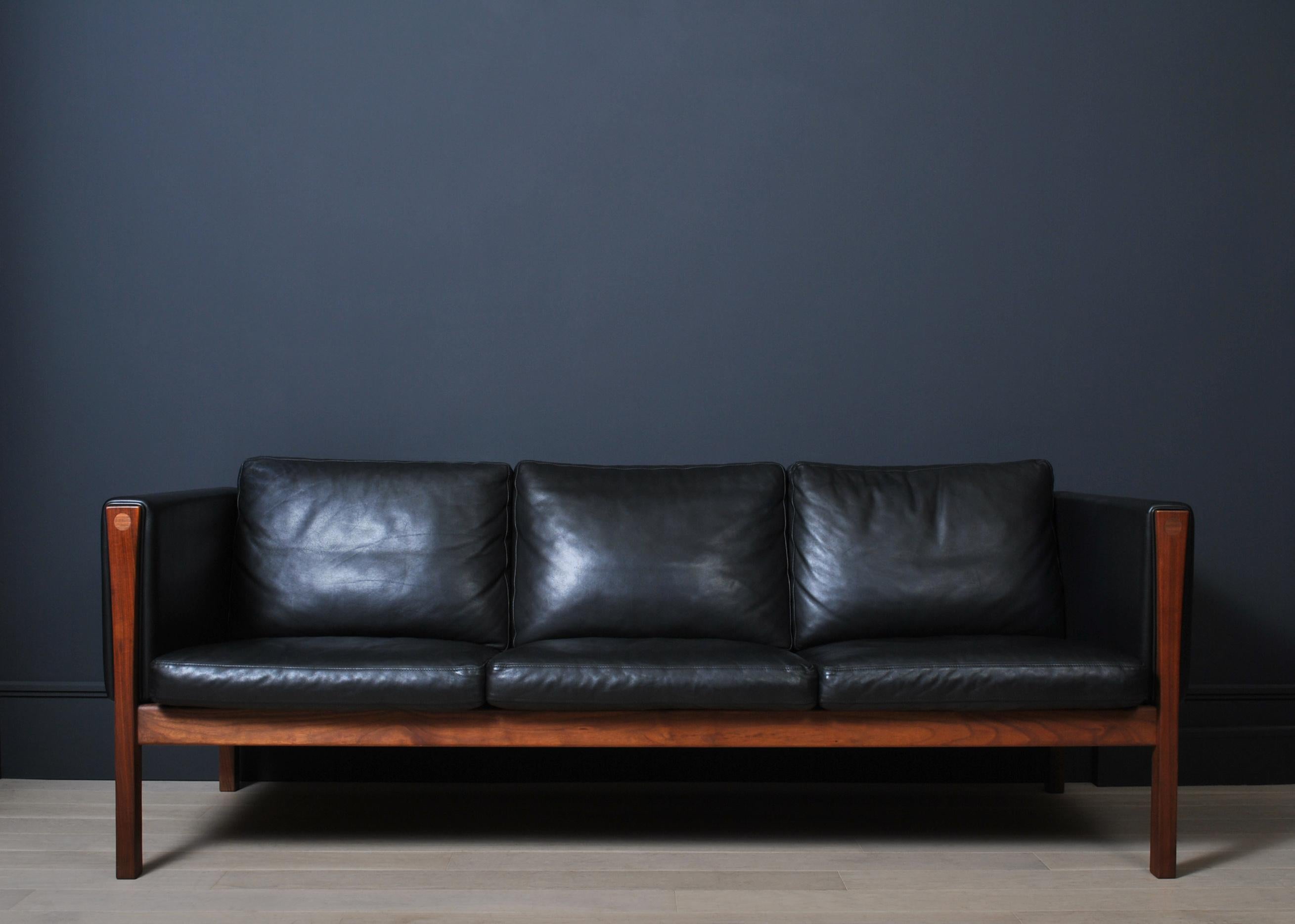 Danish Hans J Wegner Leather Sofa, CH163