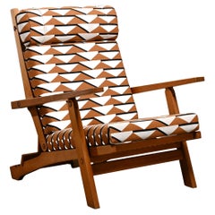 Hans J. Wegner Lounge Chair AP 72 in Oak and Pierre Frey fabric for AP Stolen