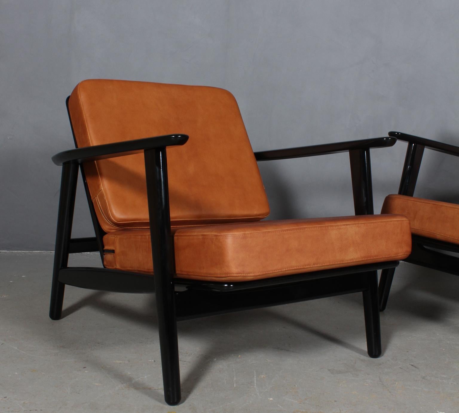 Mid-20th Century Hans J. Wegner Lounge Chair, Model 233, Cognac Aniline Leather