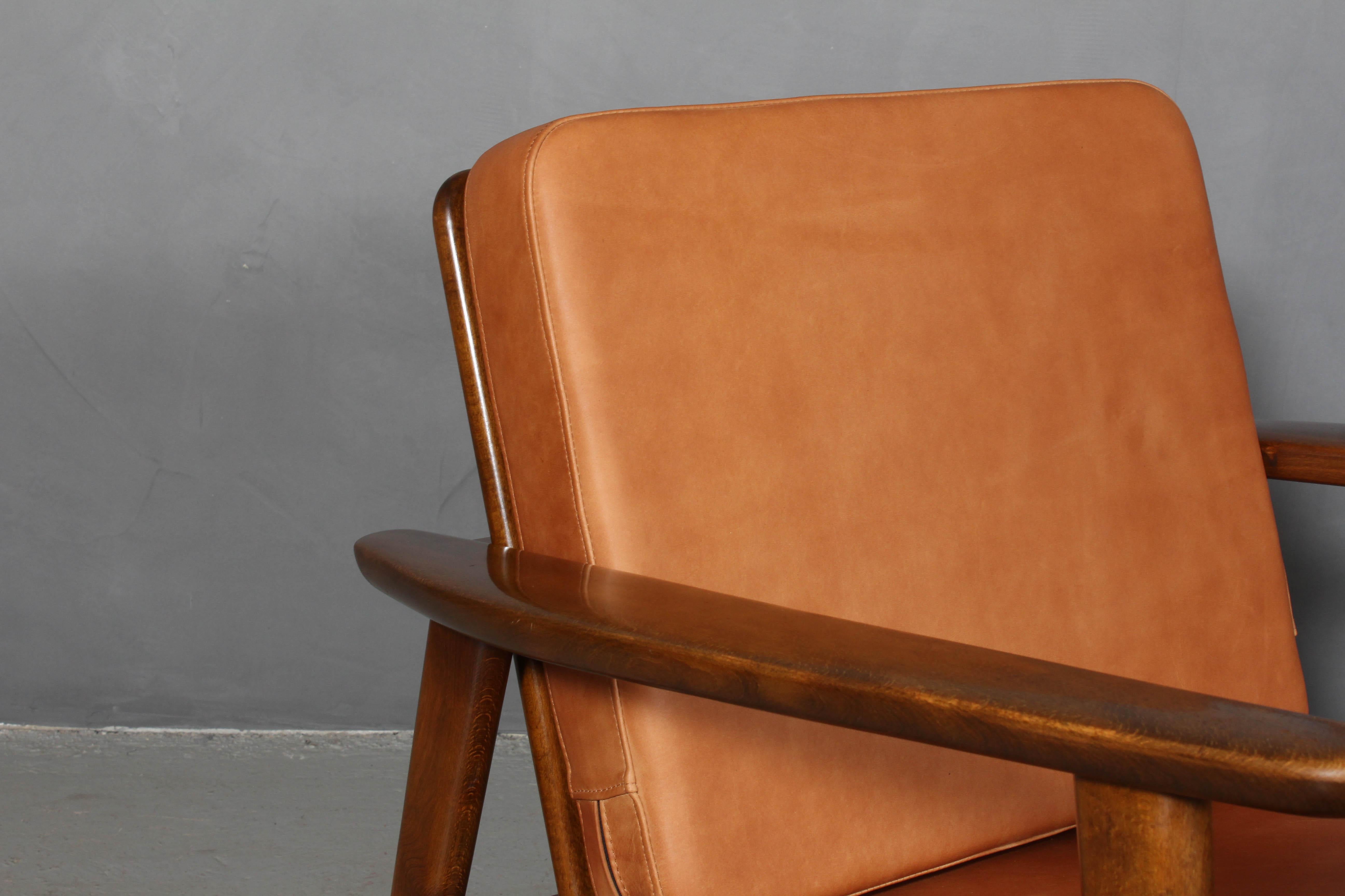 Mid-20th Century Hans J. Wegner Lounge Chair, Model 233, Cognac Aniline Leather