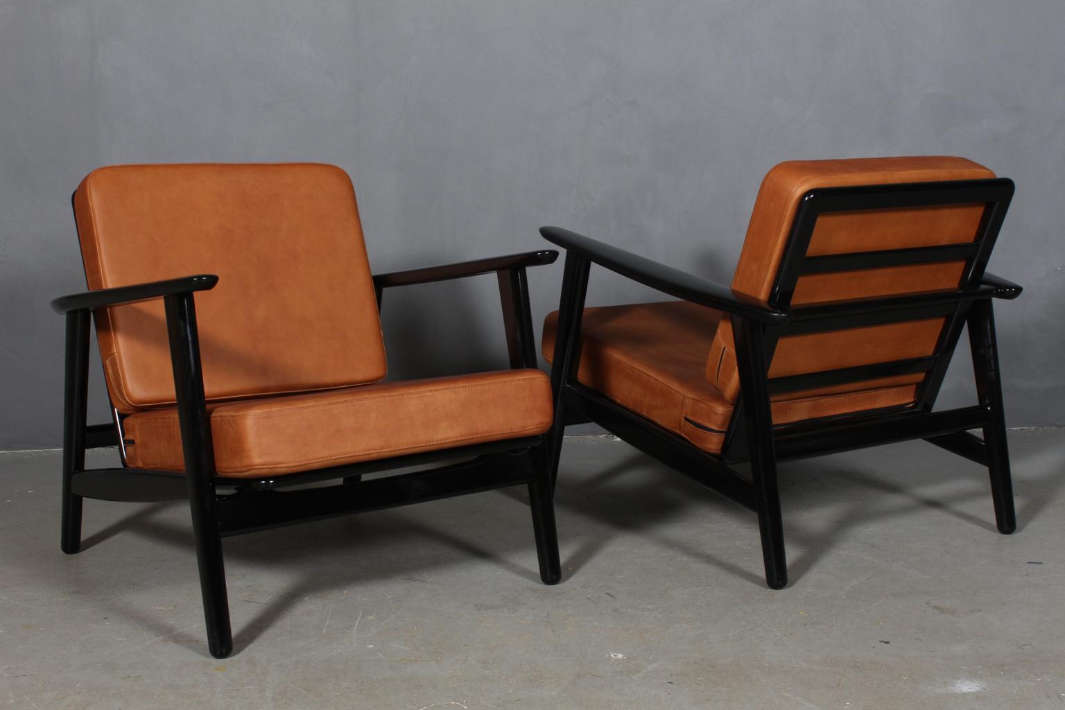 Hans J. Wegner Lounge Chair, Model 233, Cognac Aniline Leather 2