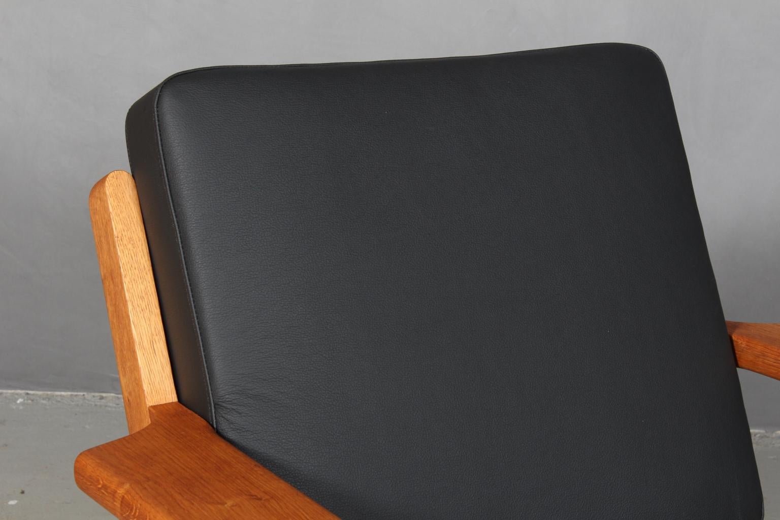 Danish Hans J. Wegner, Lounge Chair, Model 290, Oak and Buffalo Leather