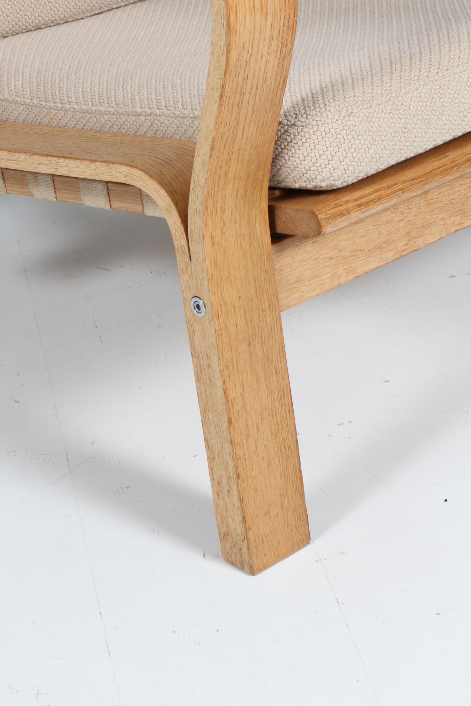 Hans J. Wegner, Lounge Chair, Model 671, Oak, Coda 2 and Cotton Rope In Good Condition In Esbjerg, DK