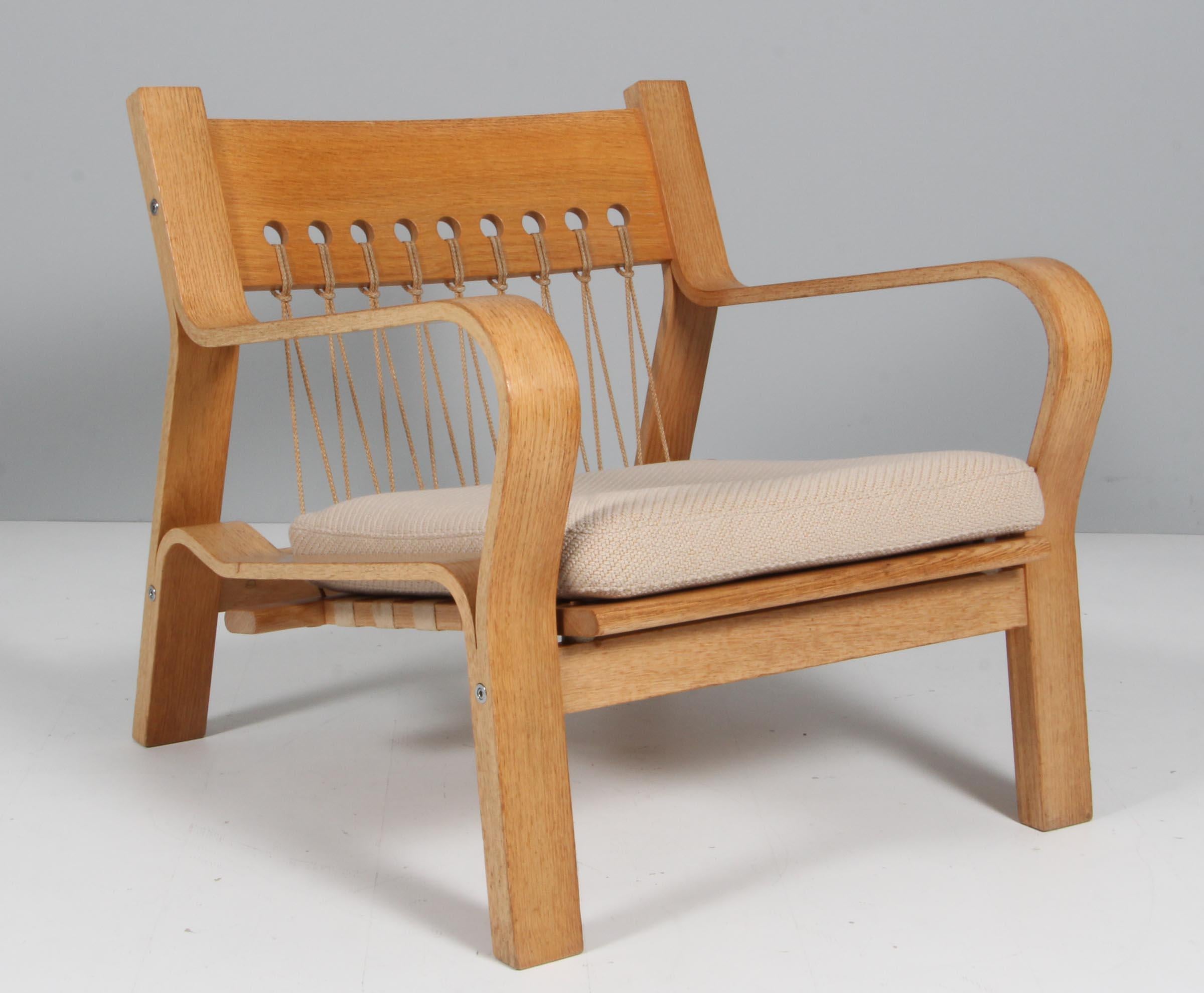 Cord Hans J. Wegner, Lounge Chair, Model 671, Oak, Coda 2 and Cotton Rope