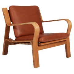 Hans J. Wegner, Lounge Chair, Model 671, Oak, Leather and Cotton Rope