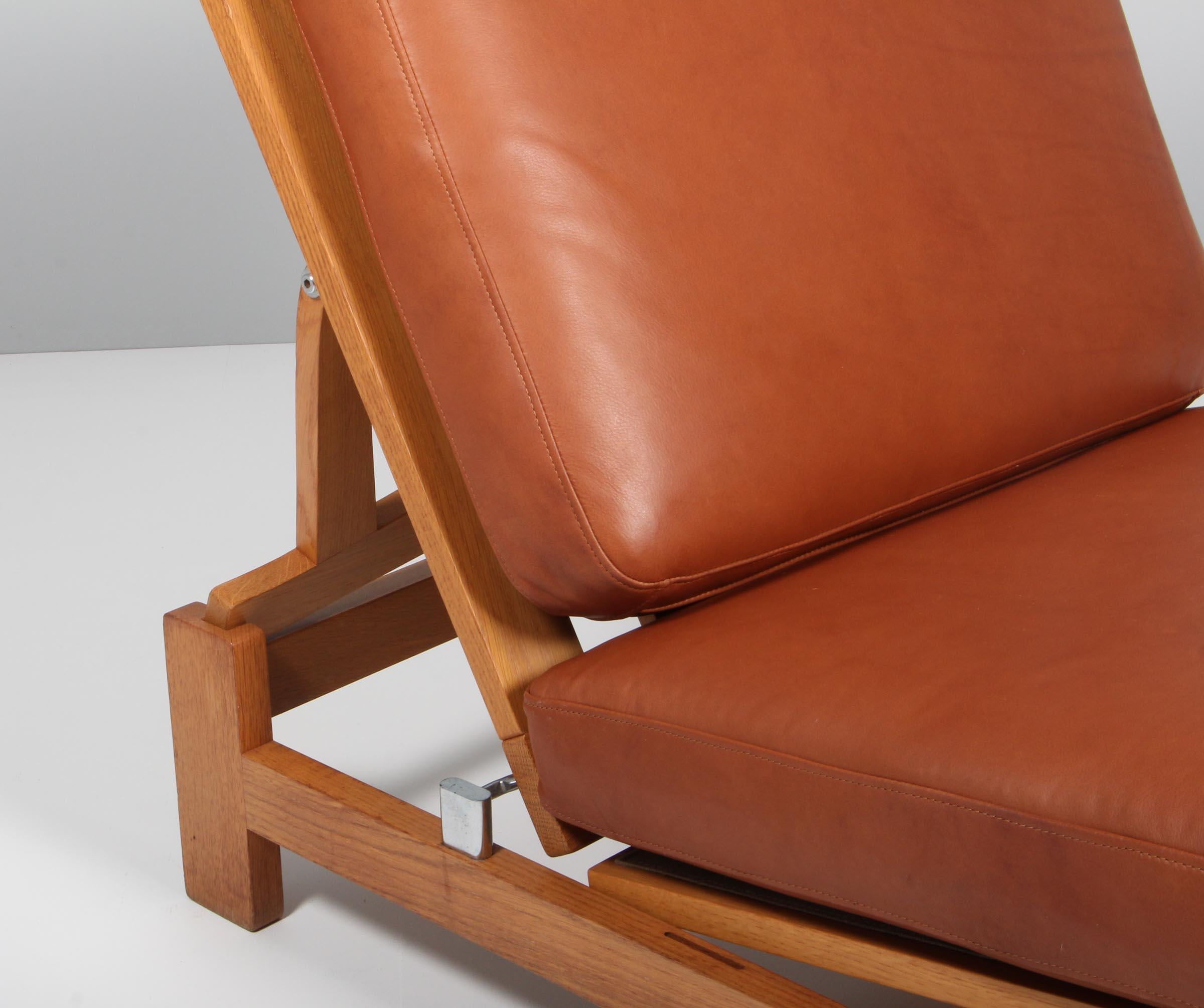 Mid-Century Modern Hans J. Wegner, Lounge Chair with Ottoman, Model 420, Leather, 1970s