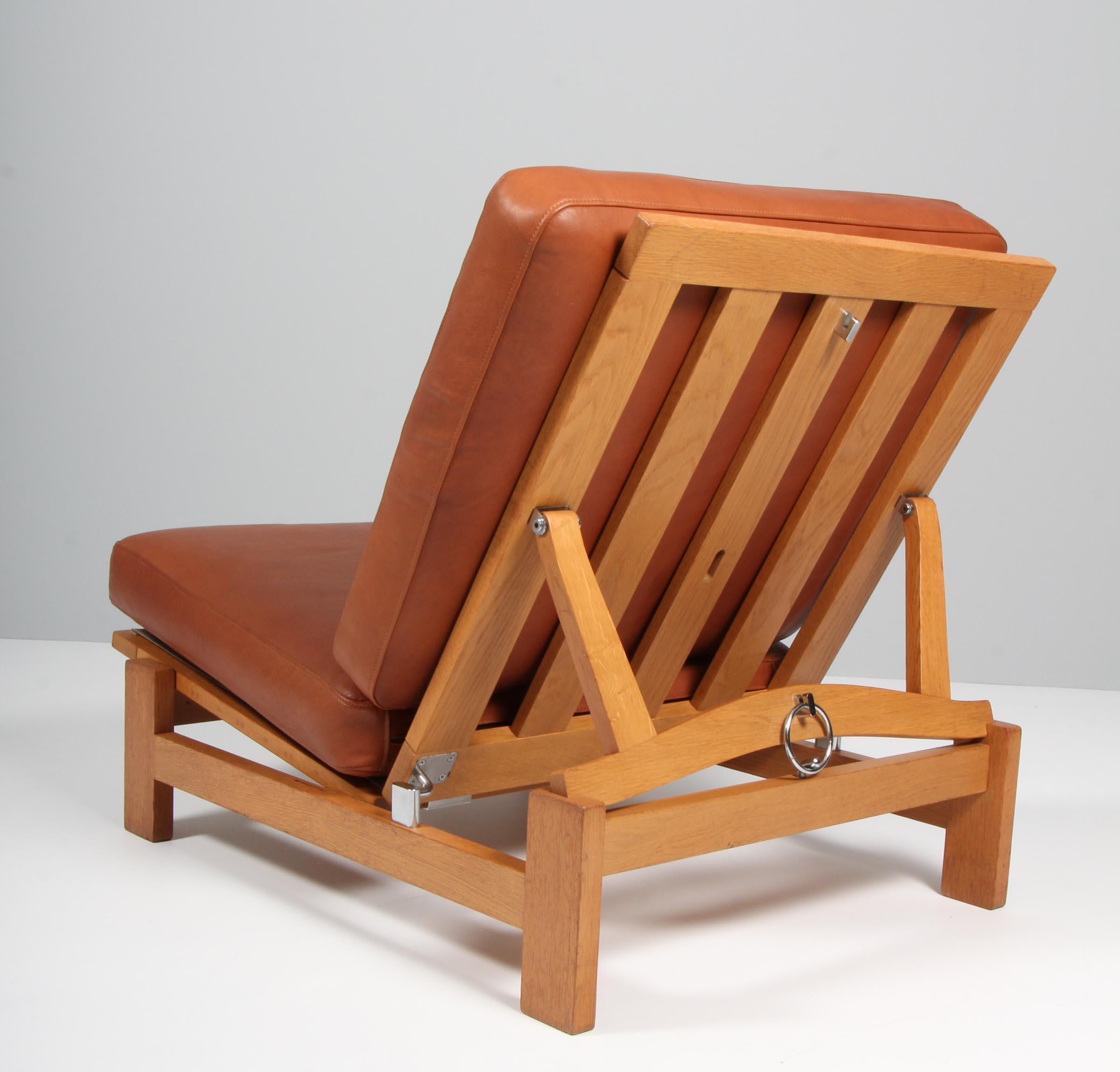 Mid-20th Century Hans J. Wegner, Lounge Chair with Ottoman, Model 420, Leather, 1970s