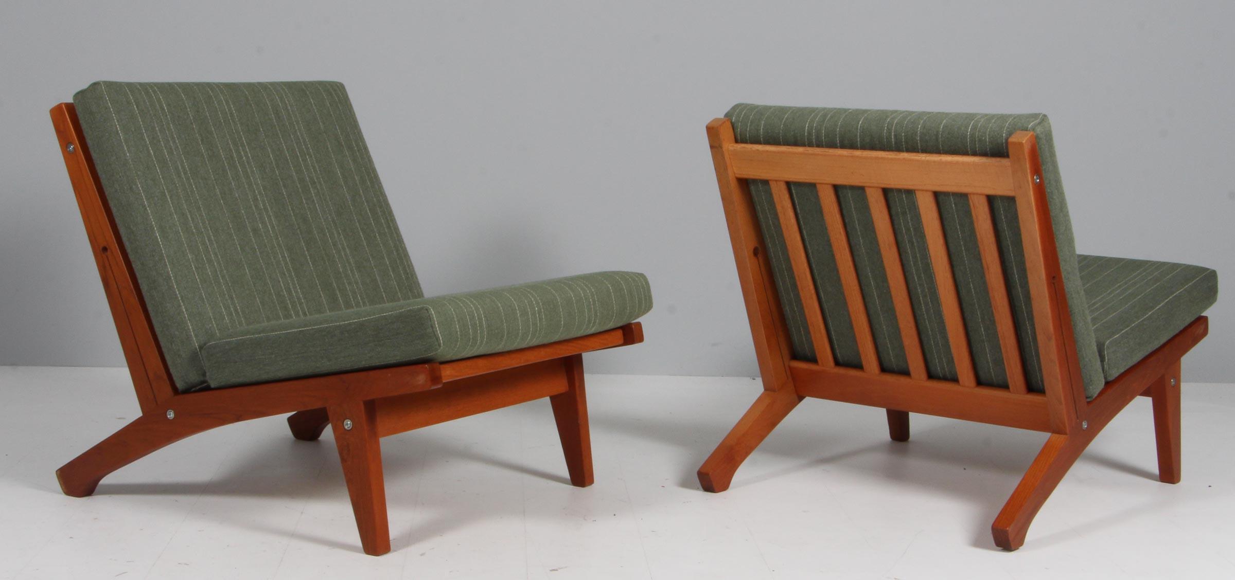 Wool Hans J. Wegner Lounge Chairs, Model GE-370, teak For Sale