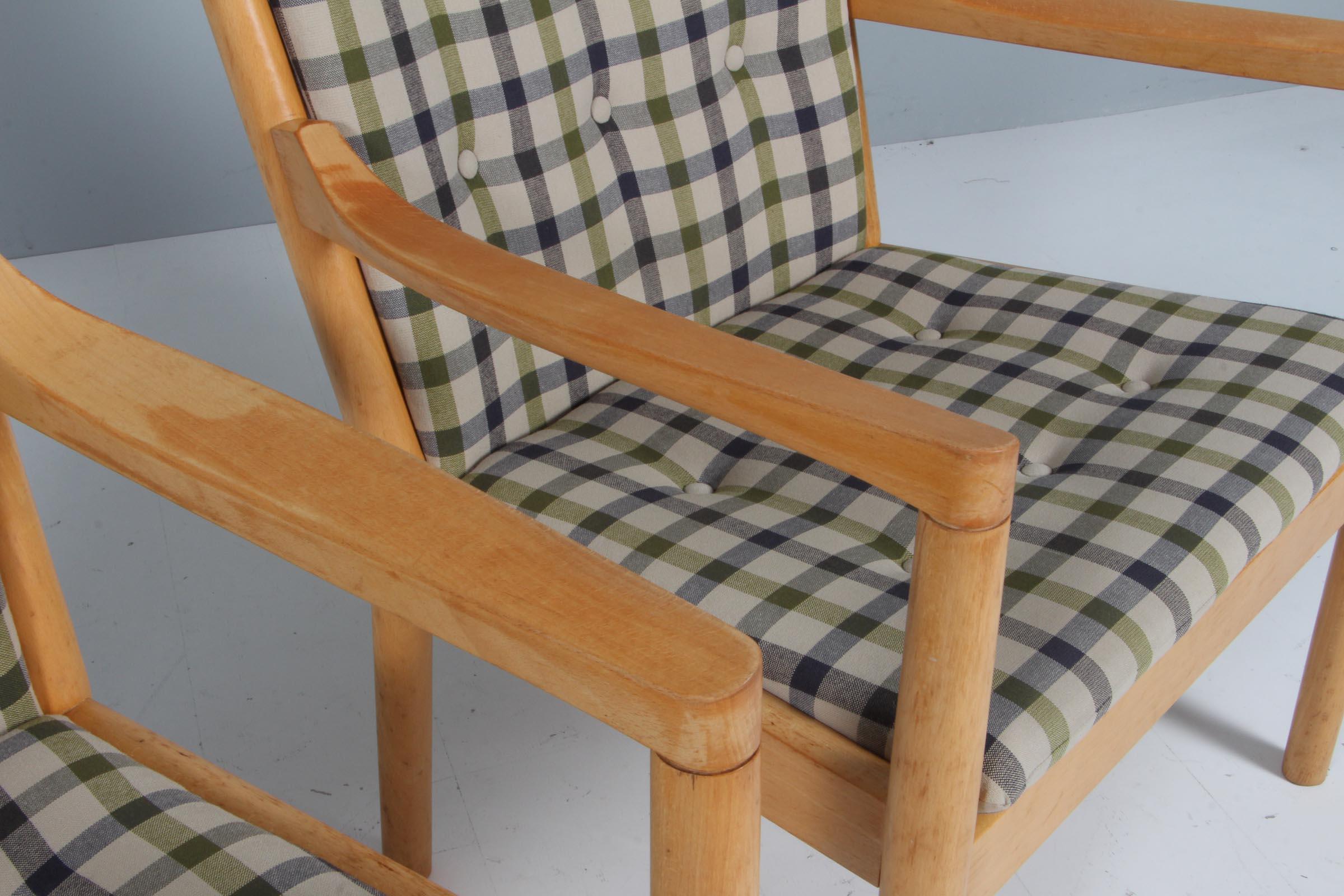 Scandinavian Modern Hans J. Wegner Lounge or Armchair, cotil fabric