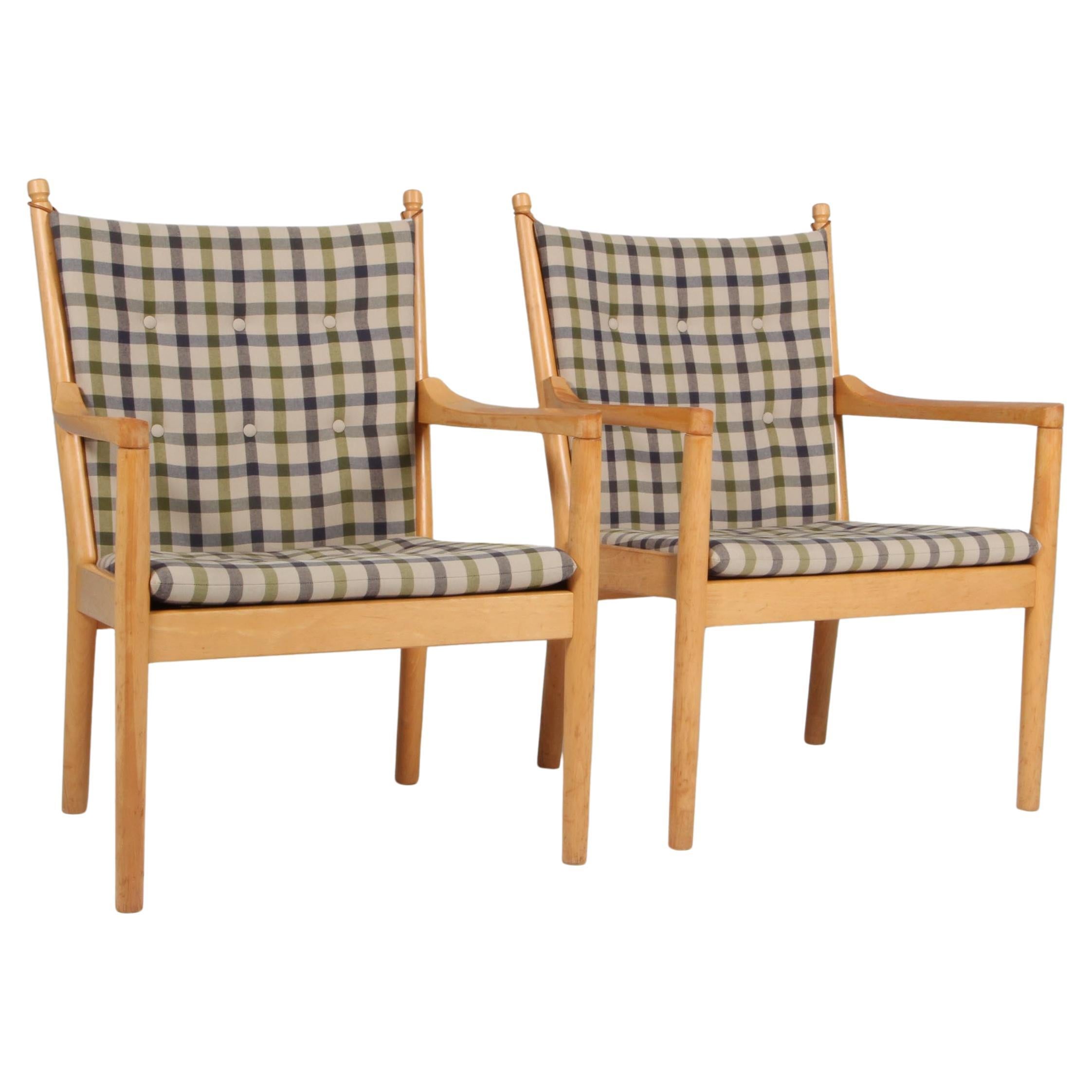 Hans J. Wegner Lounge or Armchair, cotil fabric