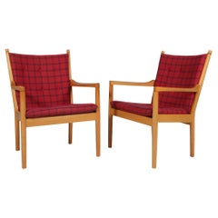 Hans J. Wegner Lounge or Armchair, cotil fabric