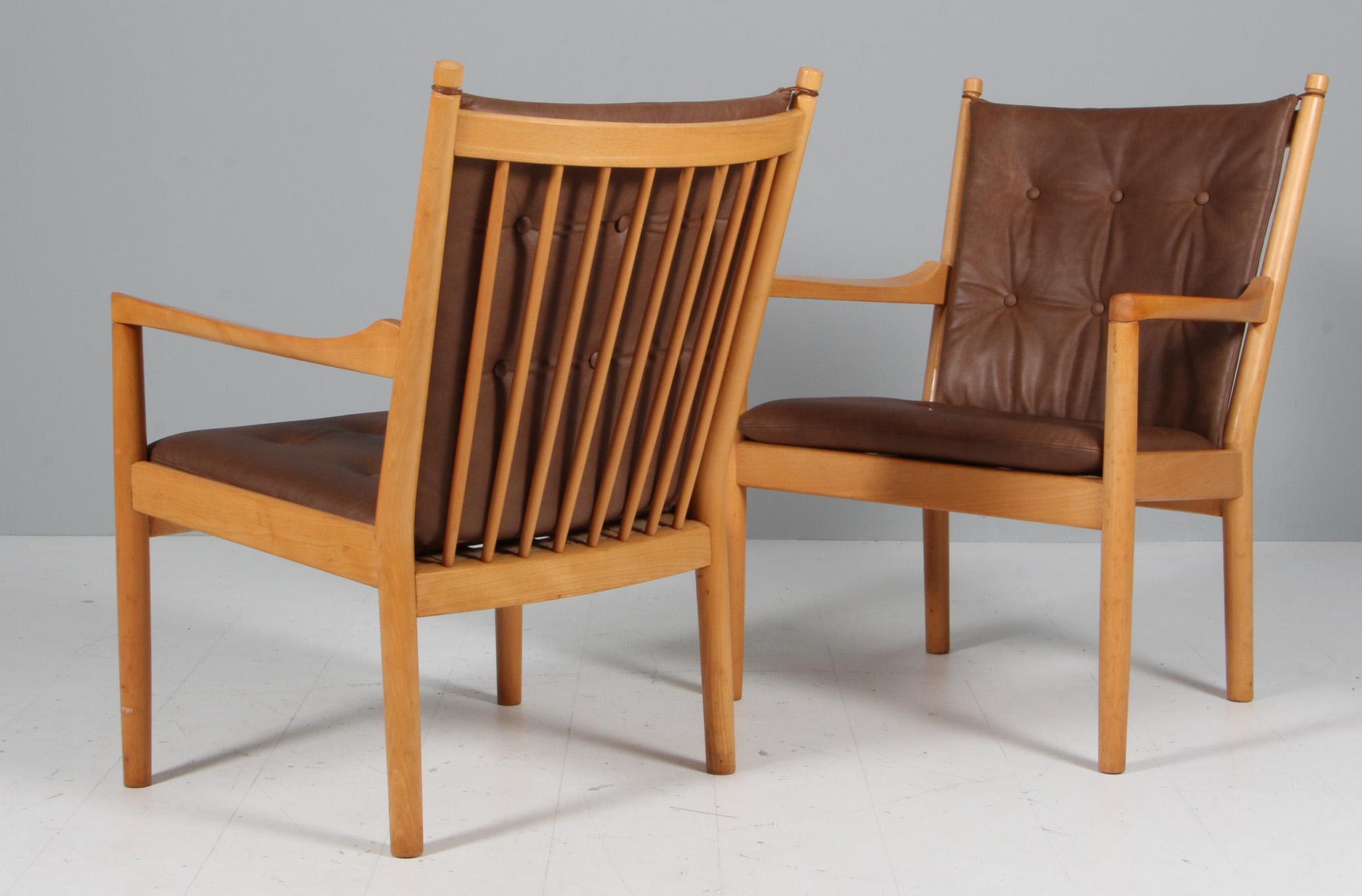 Hans J. Wegner Lounge or Armchair, leather For Sale 1