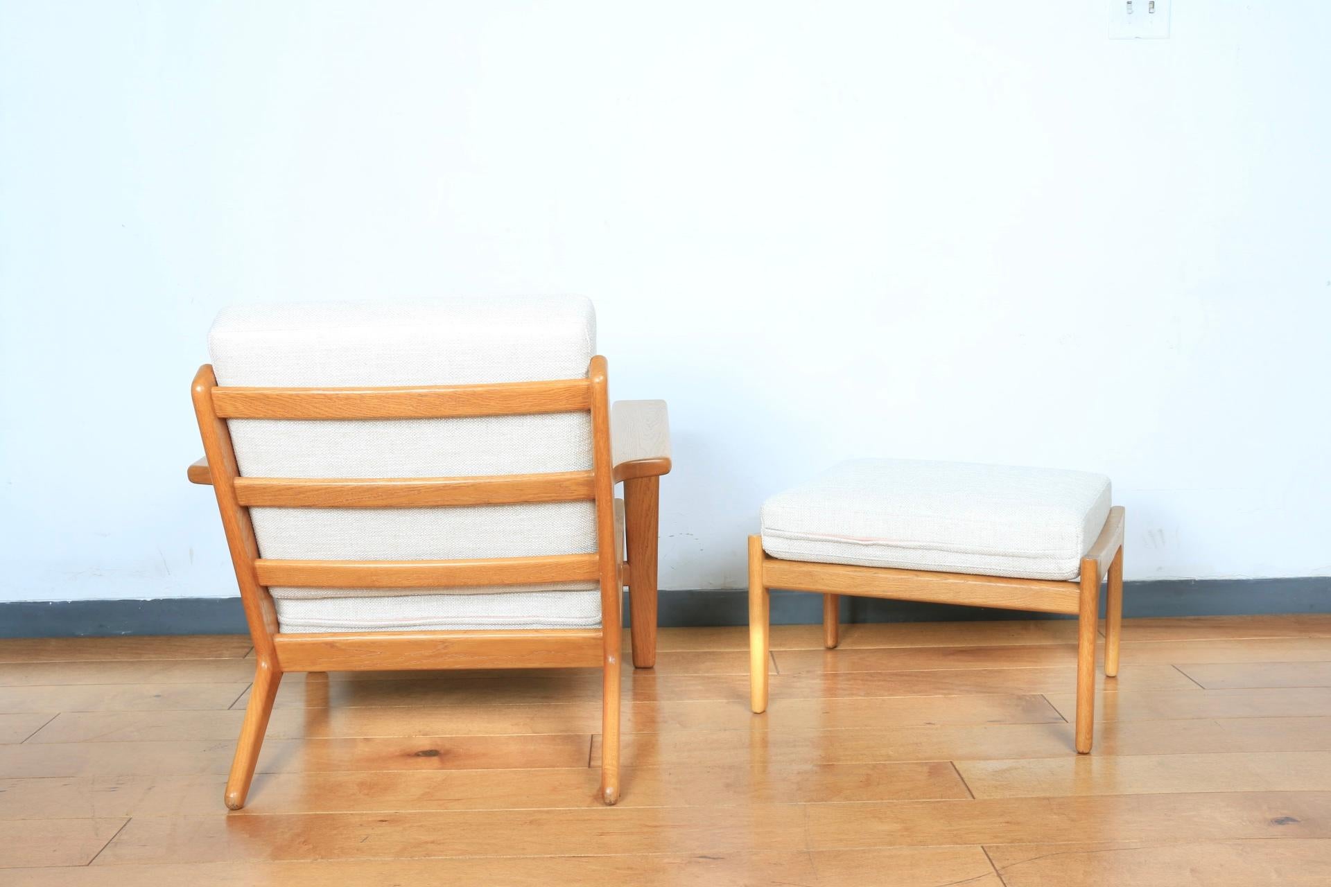 Hans J Wegner Lounge Teak Chair and Ottoman In Good Condition In North Hollywood, CA