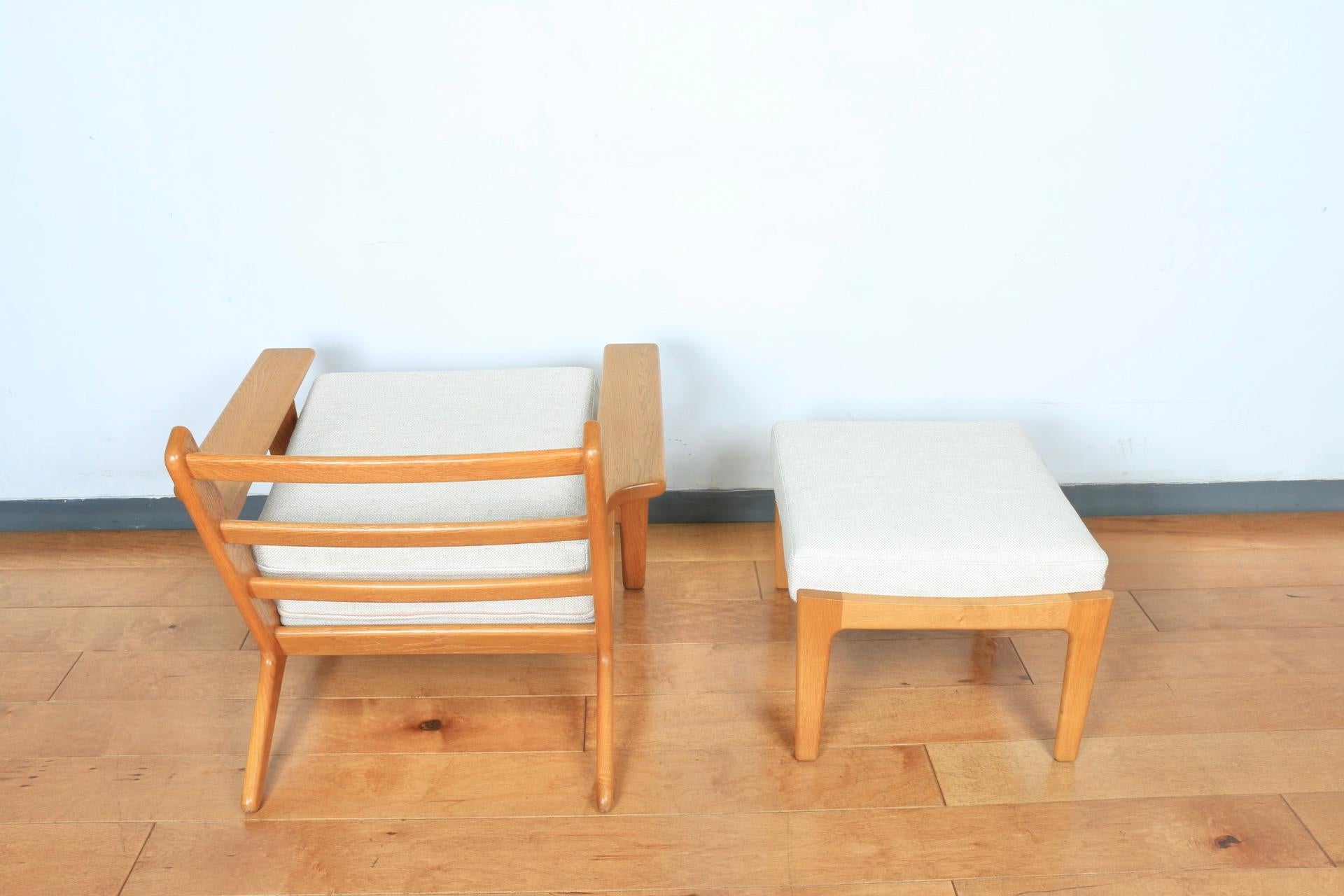 Hans J Wegner Lounge Teak Chair and Ottoman 3