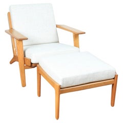 Hans J Wegner Lounge Teak Chair and Ottoman