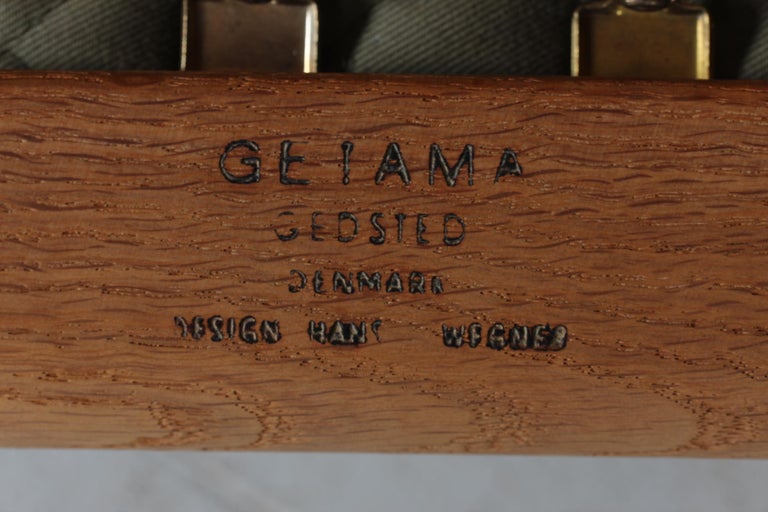 Hans J. Wegner Low Lounge Chair GE 290 + Stool of Oak and Wool by GETAMA, 1970s 3