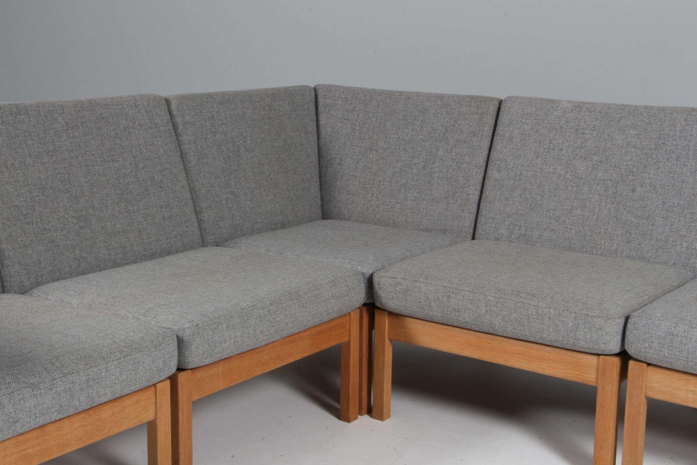 Danish Hans J. Wegner Modul / Corner sofa, oak and Hallingdal 130 from Kvadrat For Sale