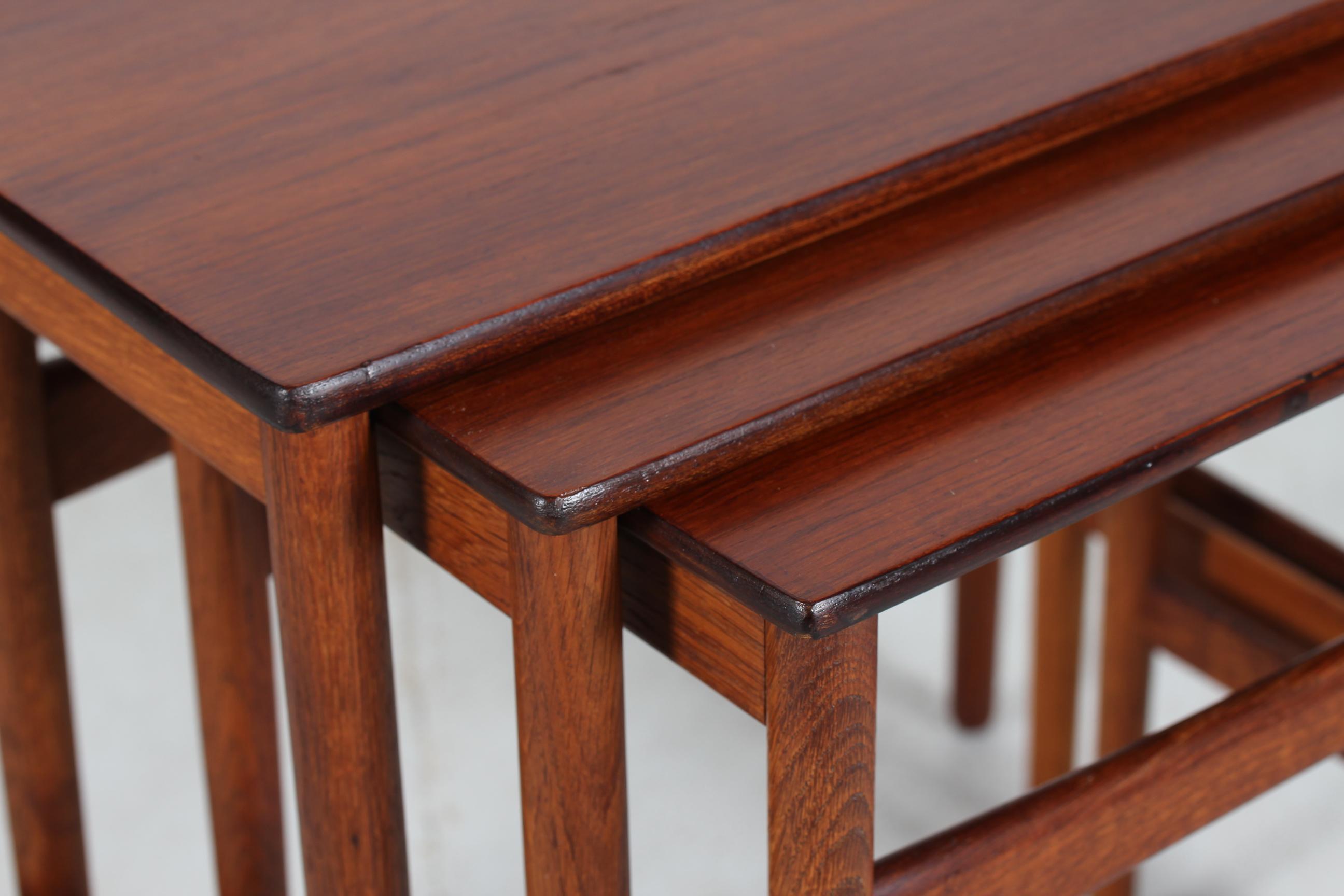 Mid-Century Modern Hans J. Wegner Nesting Tables at 40 of Solid Teak and Oak Andreas Tuck, 1950s