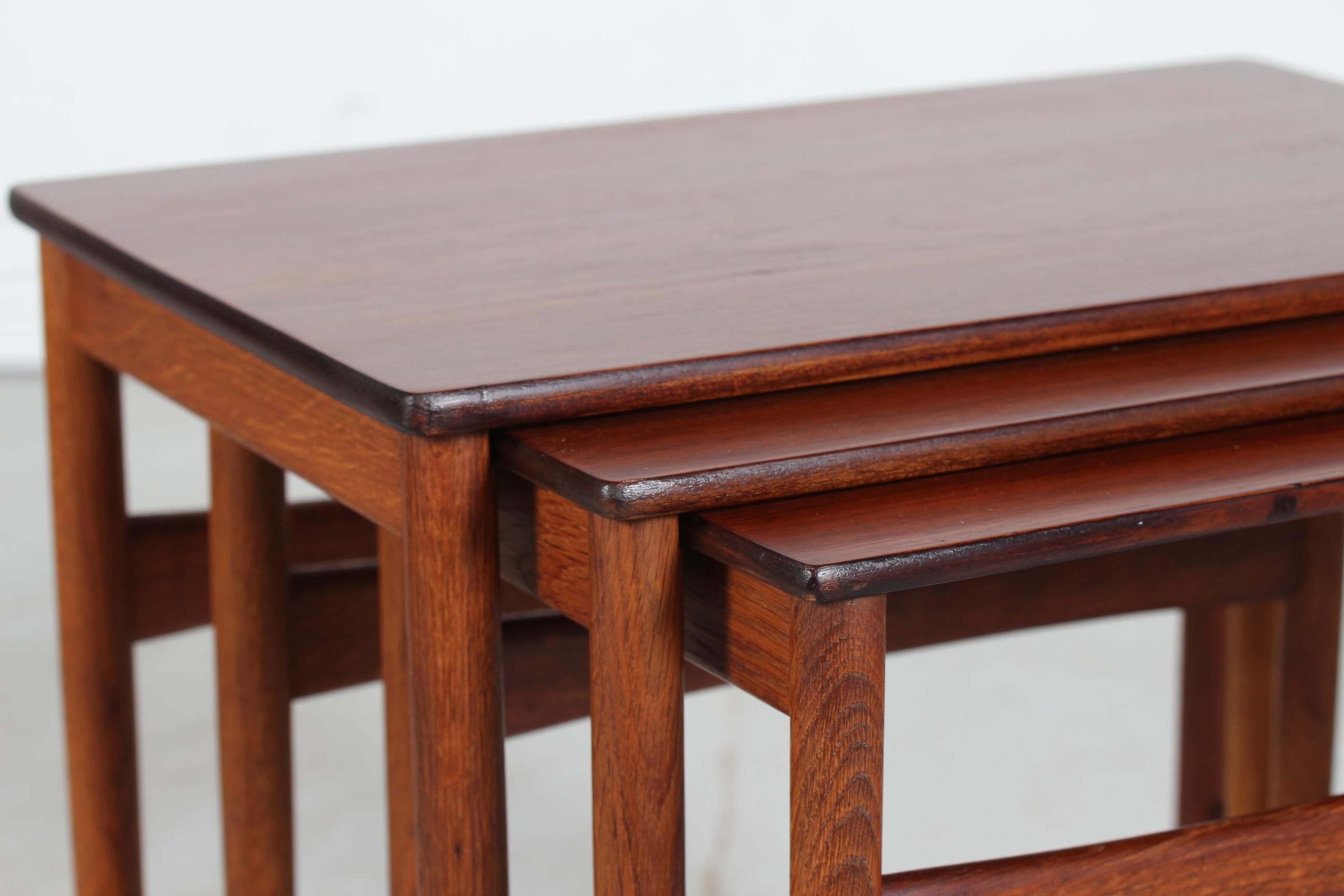 Danish Hans J. Wegner Nesting Tables at 40 of Solid Teak and Oak Andreas Tuck, 1950s