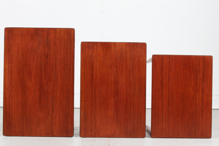 Woodwork Hans J. Wegner Nesting Tables at 40 of Solid Teak and Oak Andreas Tuck, 1950s For Sale