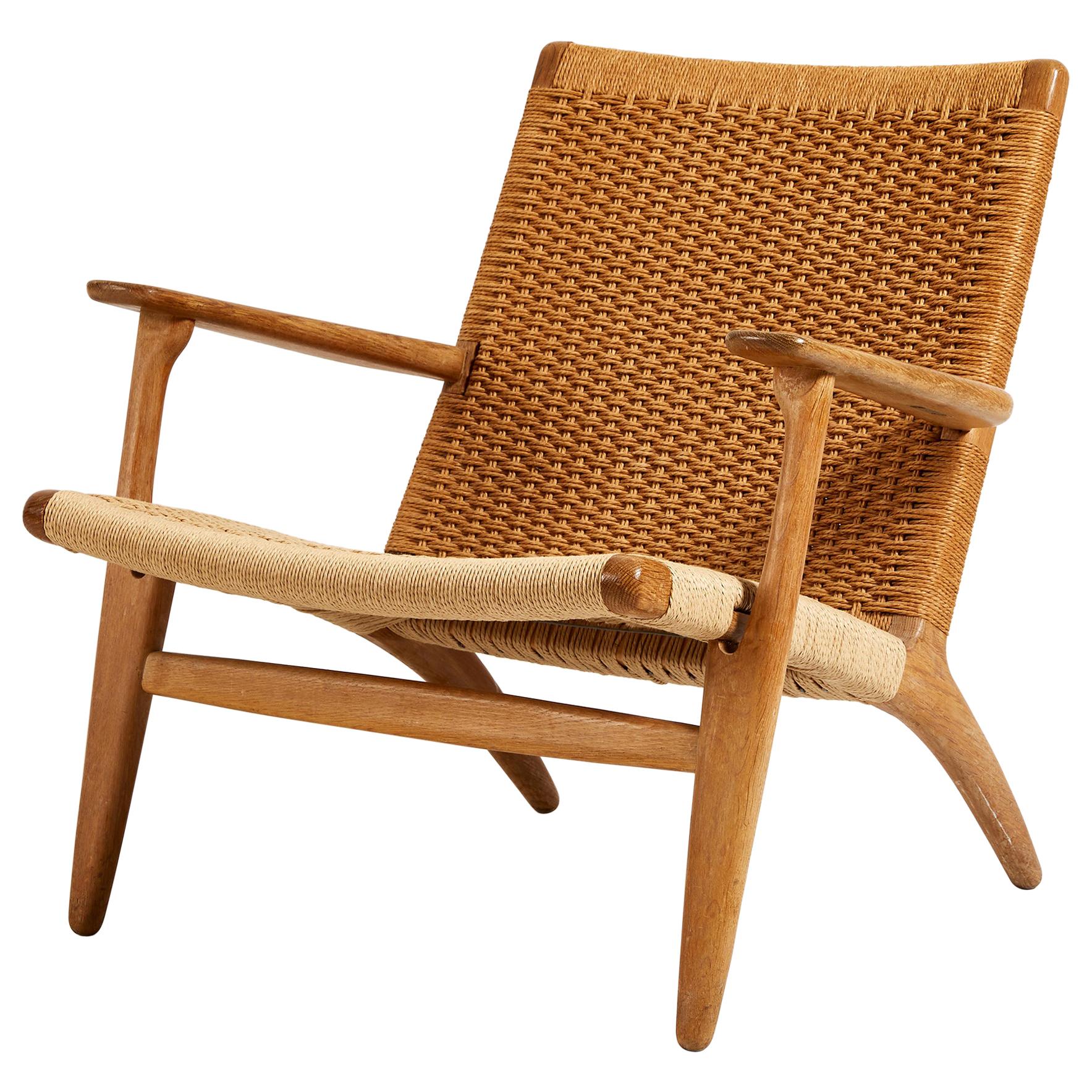 Hans J. Wegner, Oak and Cord Lounge Chair CH 25, Denmark